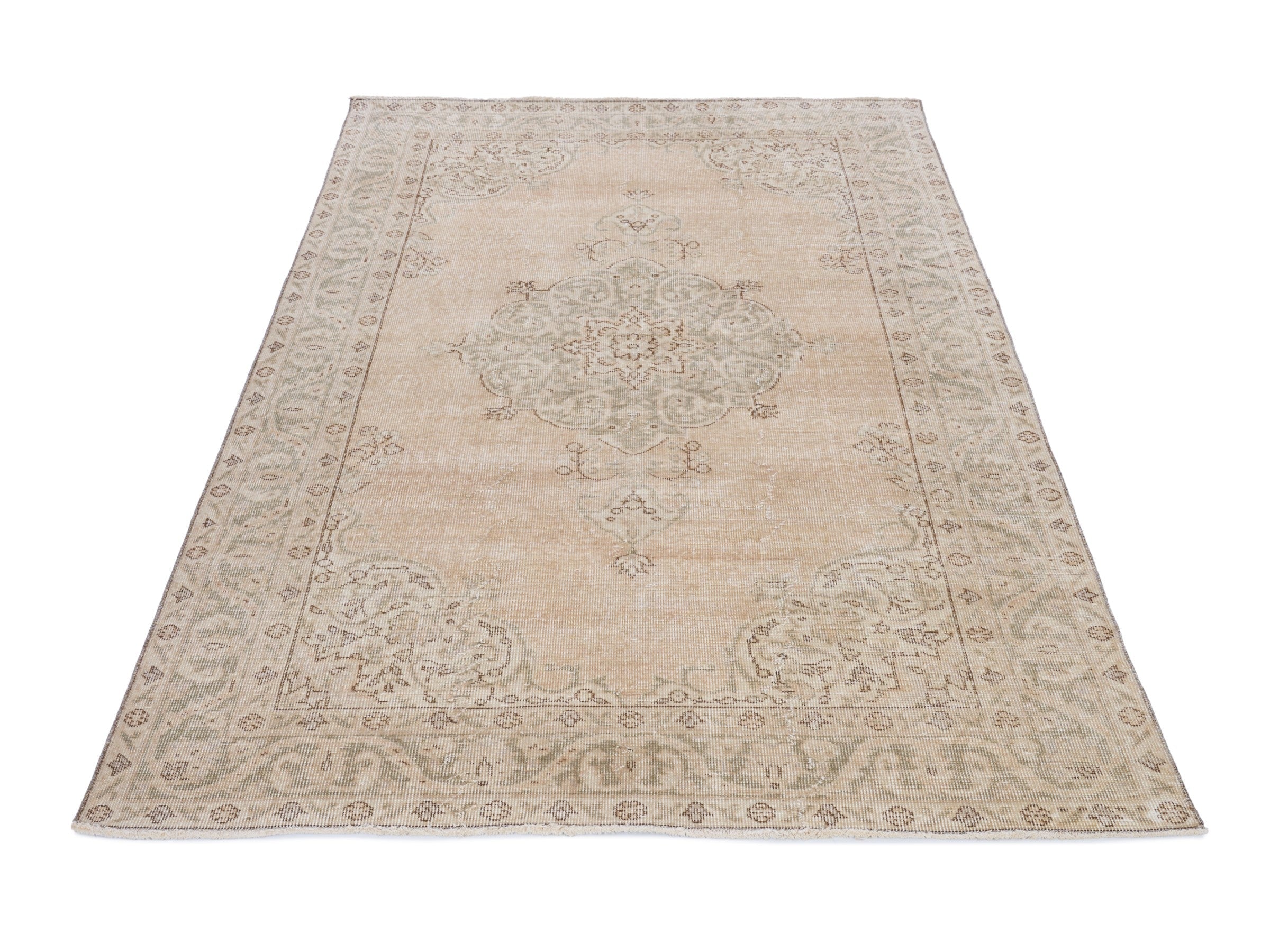 Turkish Isparta area rug in beige and greige, view 2 of 10