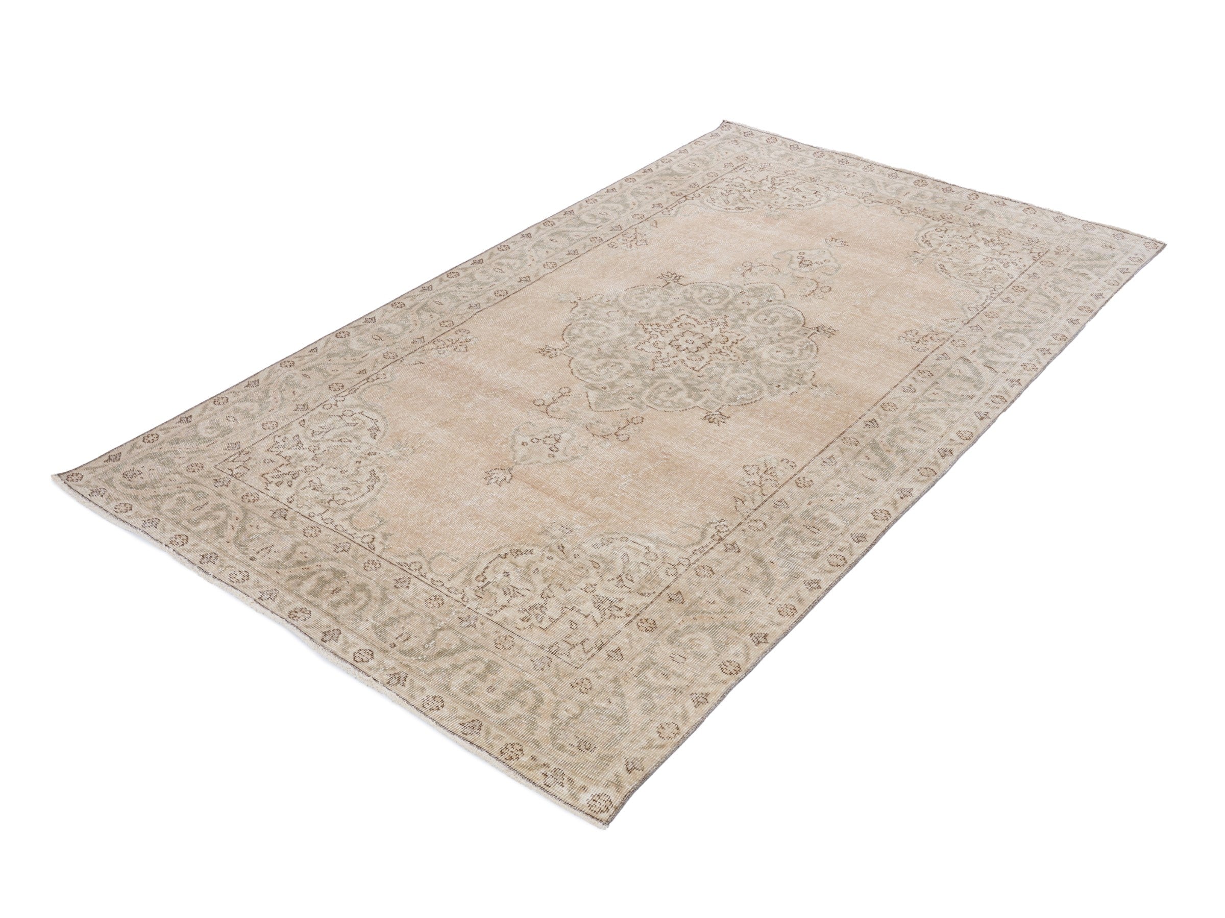 Turkish Isparta area rug in beige and greige, view 3 of 10