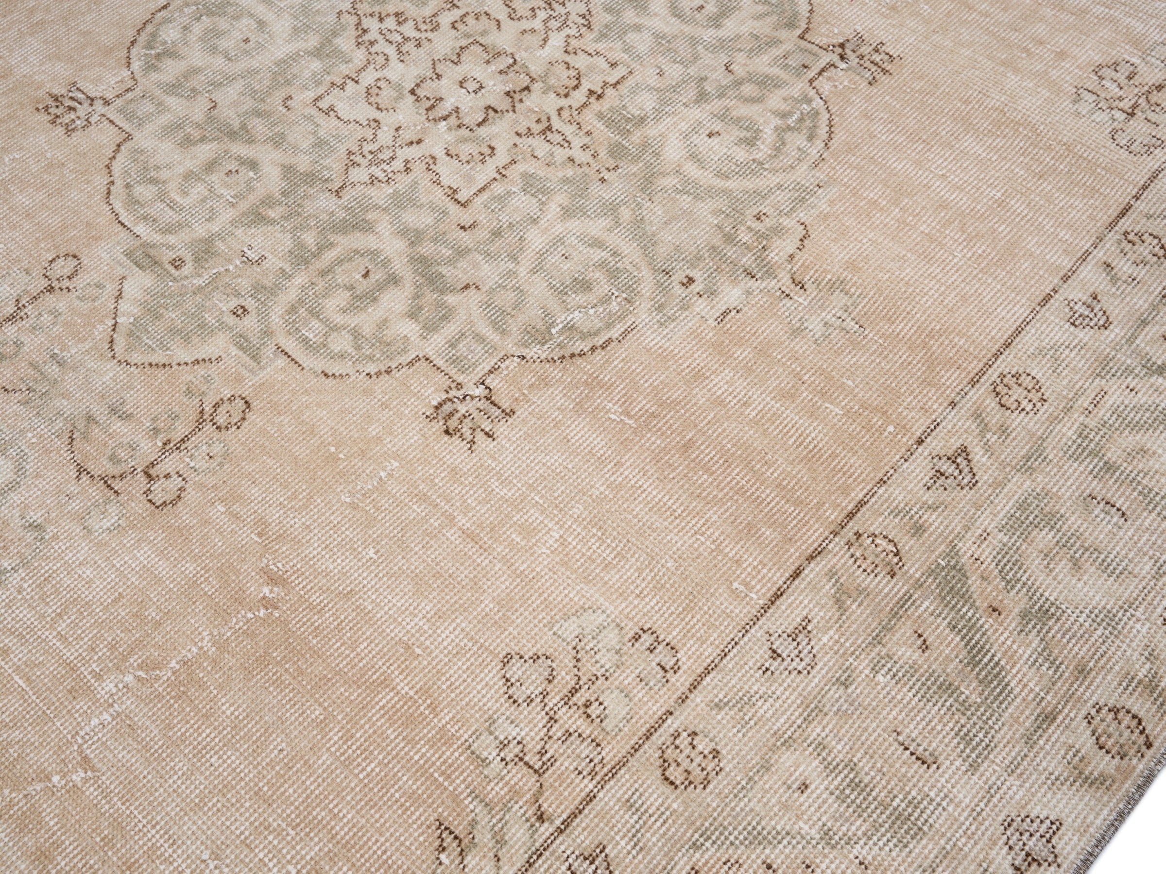 Turkish Isparta area rug in beige and greige, view 5 of 10