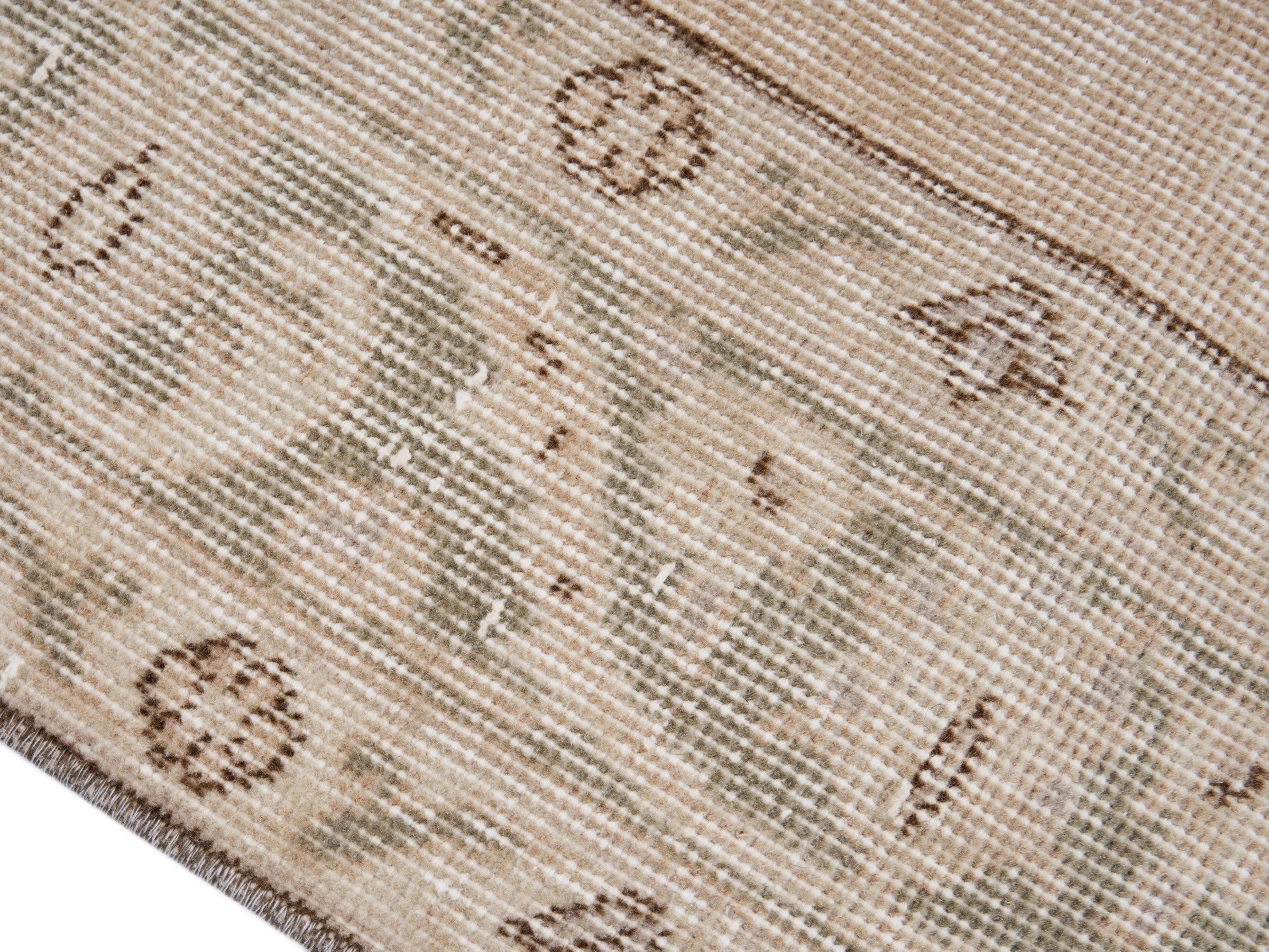 Turkish Isparta area rug in beige and greige, view 6 of 10