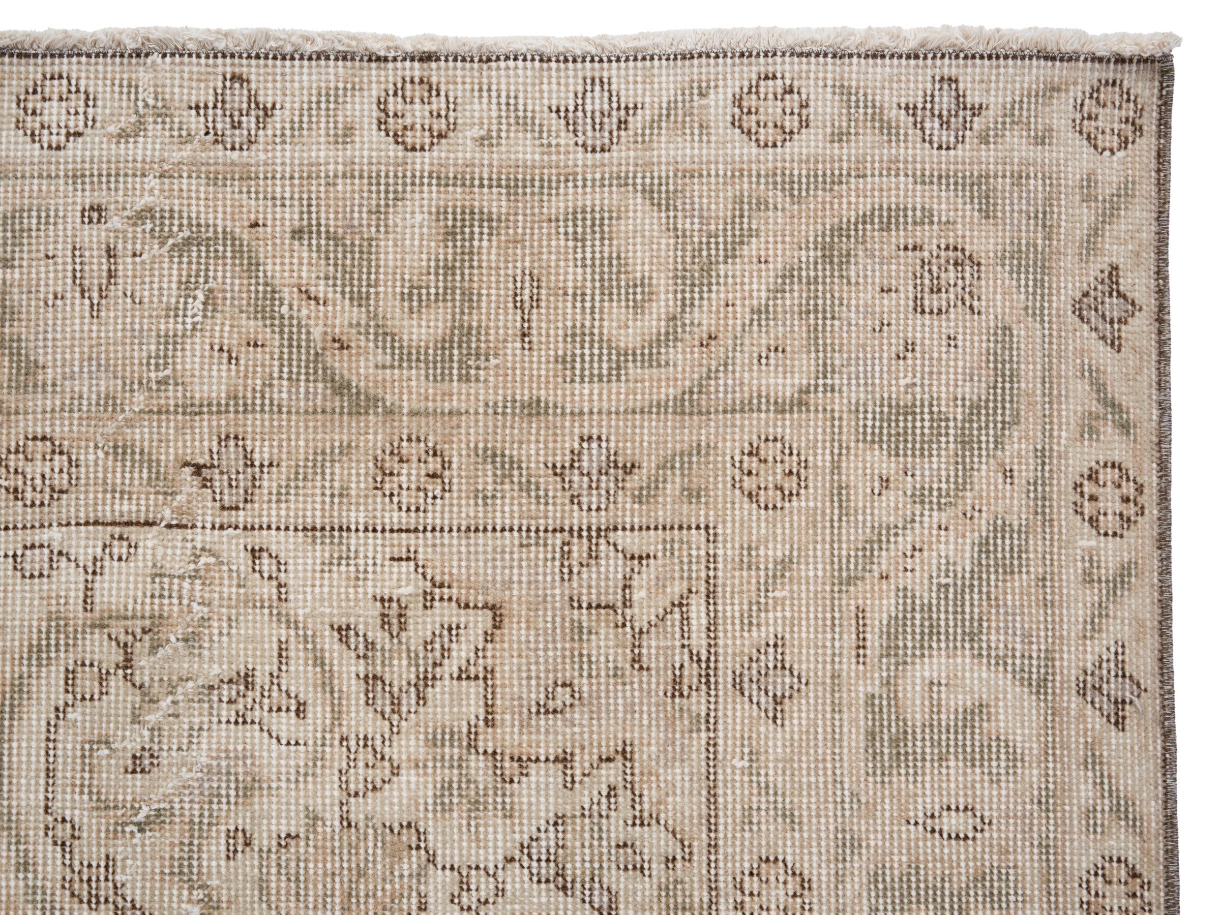 Turkish Isparta area rug in beige and greige, view 8 of 10