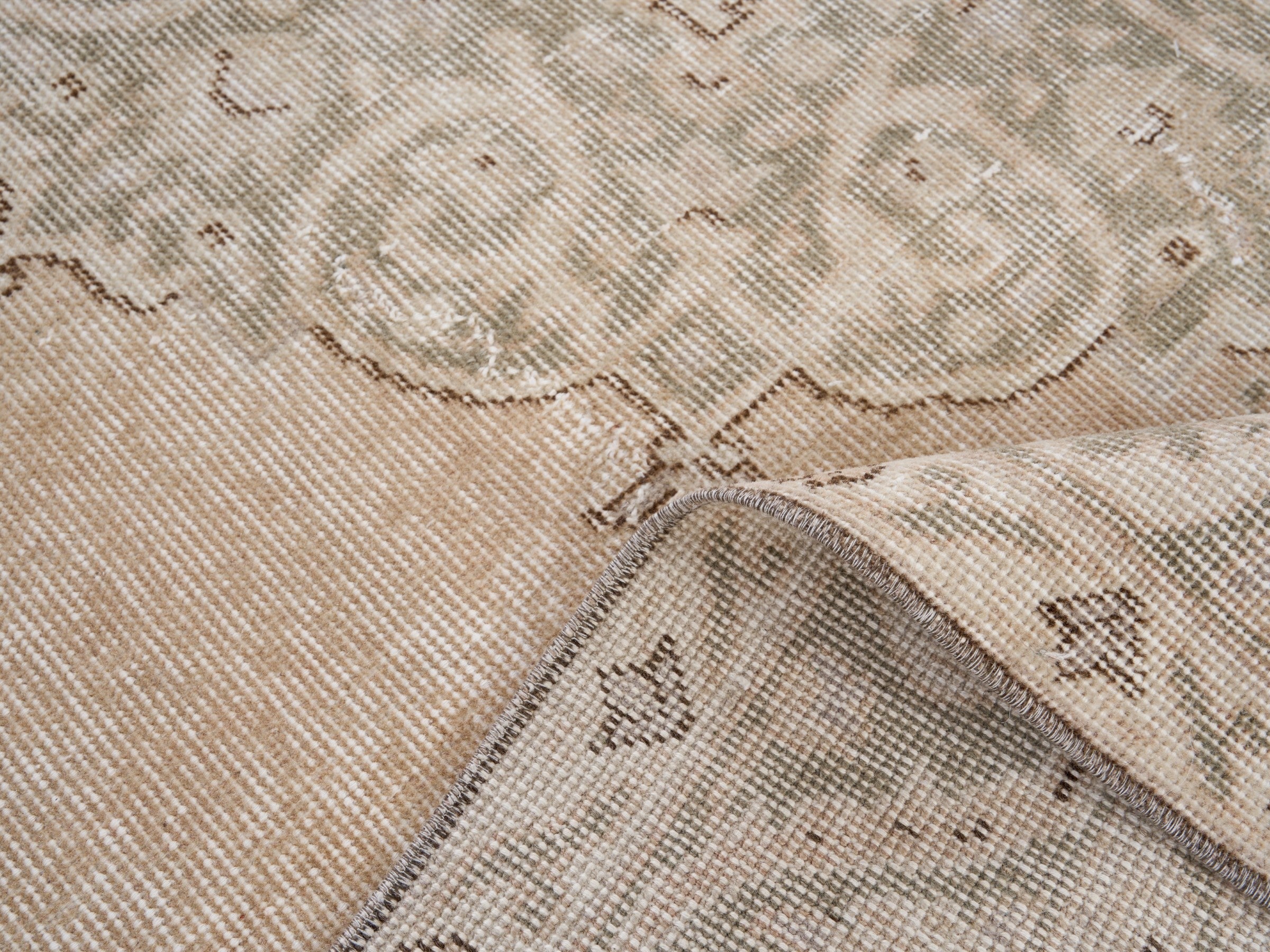 Turkish Isparta area rug in beige and greige, view 9 of 10