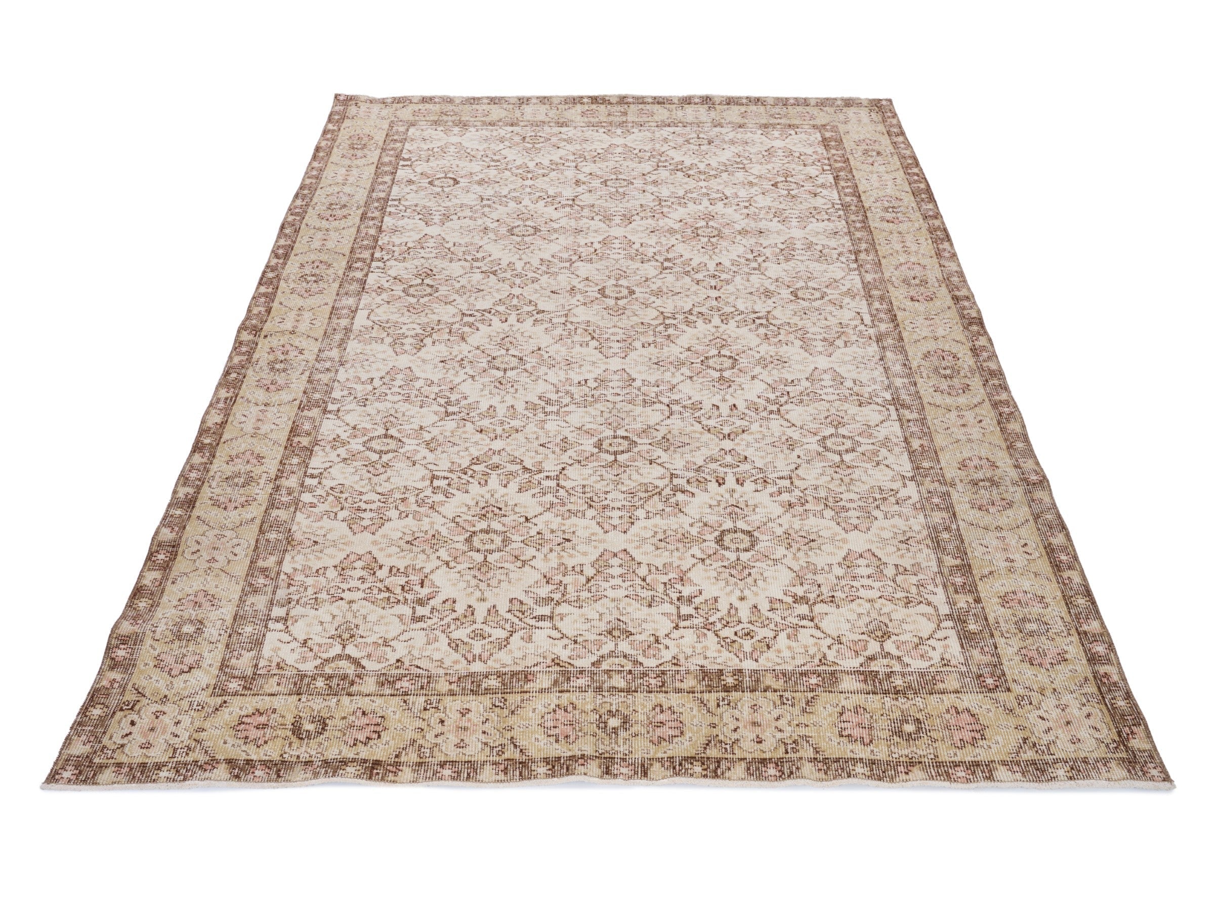 Turkish Isparta area rug in muted pink and dusty rose, view 2 of 10
