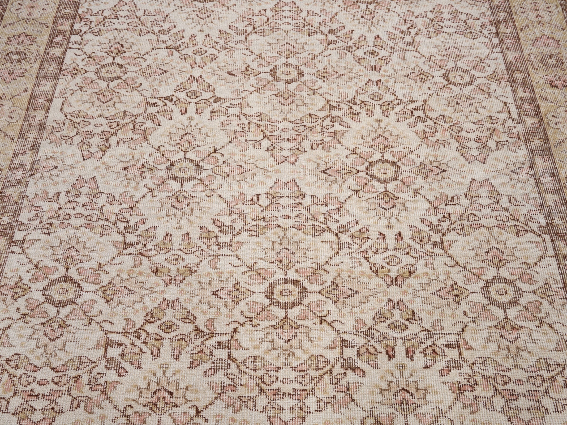 Turkish Isparta area rug in muted pink and dusty rose, view 4 of 10