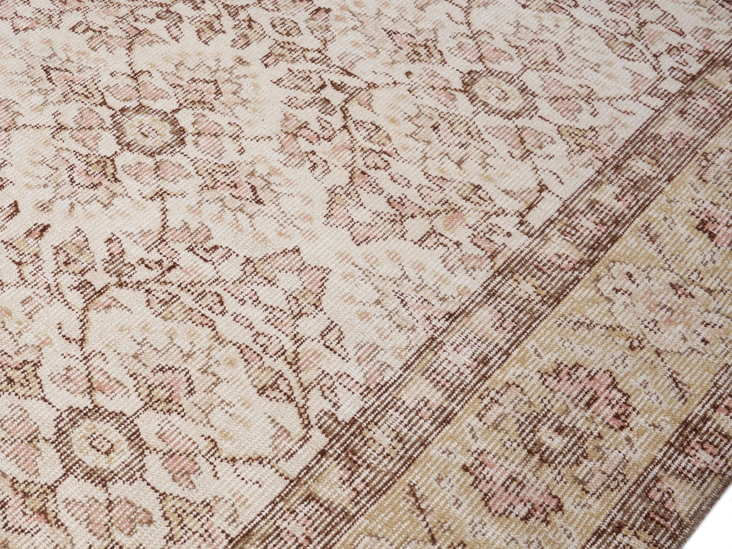 Turkish Isparta area rug in muted pink and dusty rose, view 5 of 10