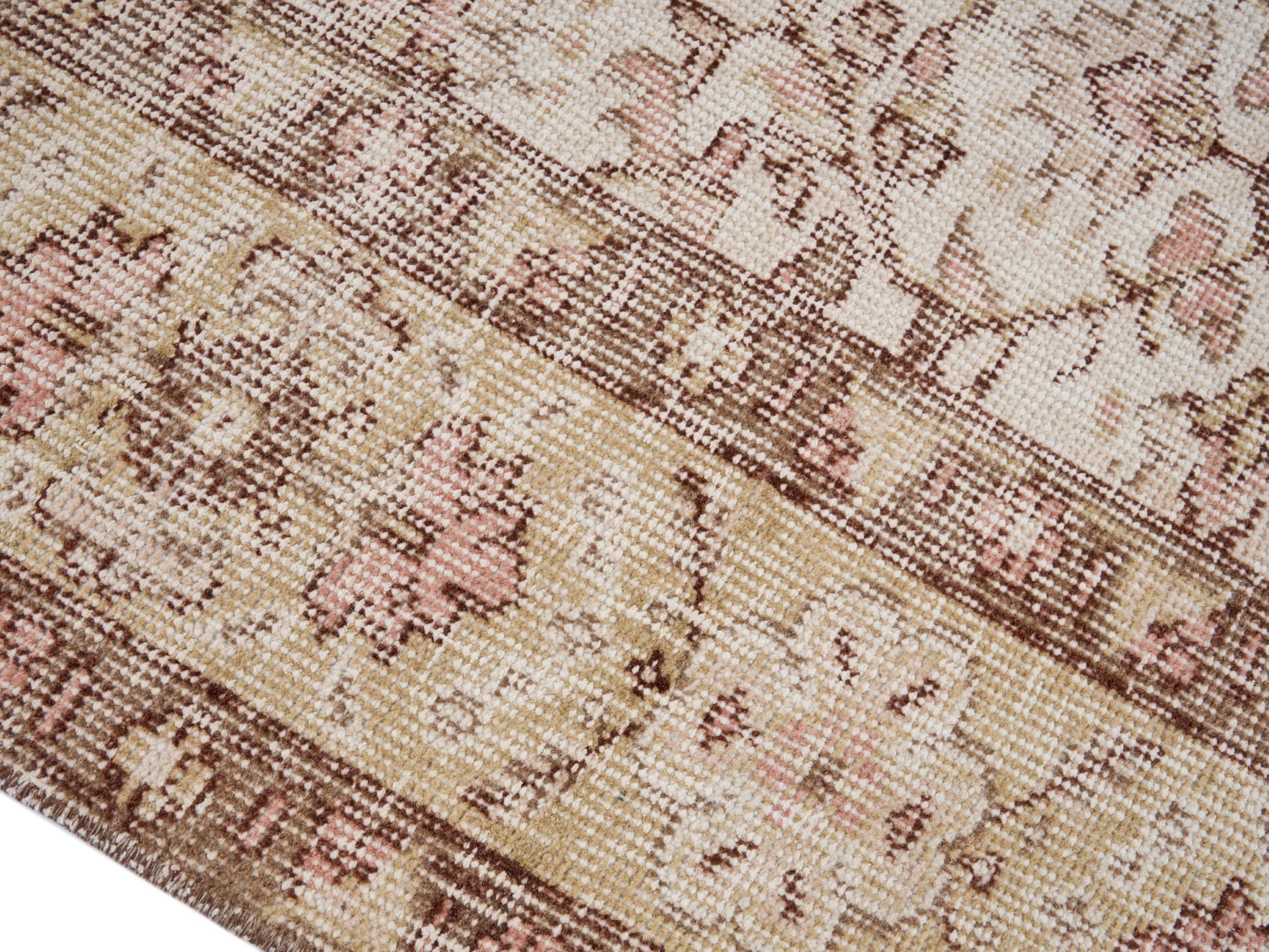 Turkish Isparta area rug in muted pink and dusty rose, view 6 of 10