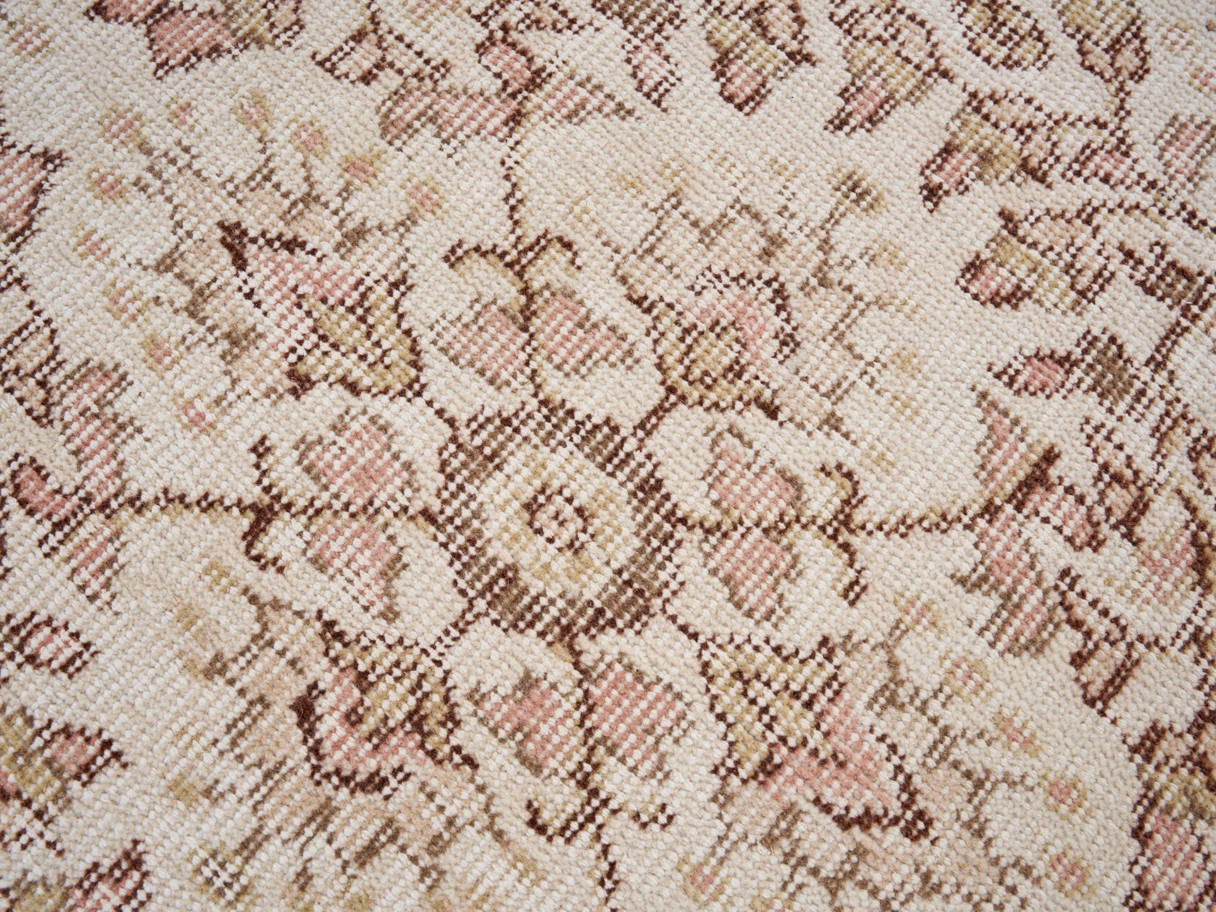 Turkish Isparta area rug in muted pink and dusty rose, view 7 of 10