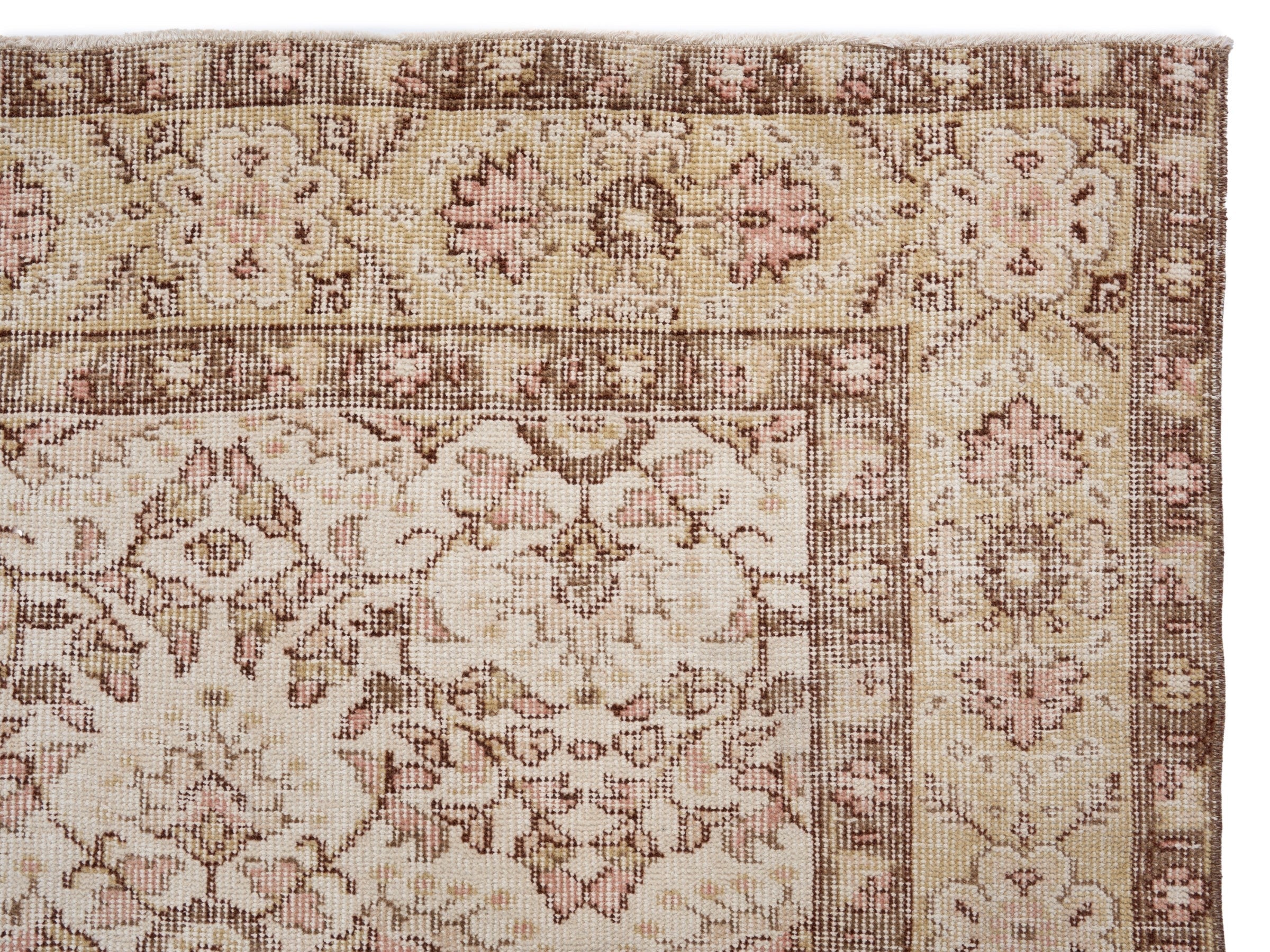Turkish Isparta area rug in muted pink and dusty rose, view 8 of 10