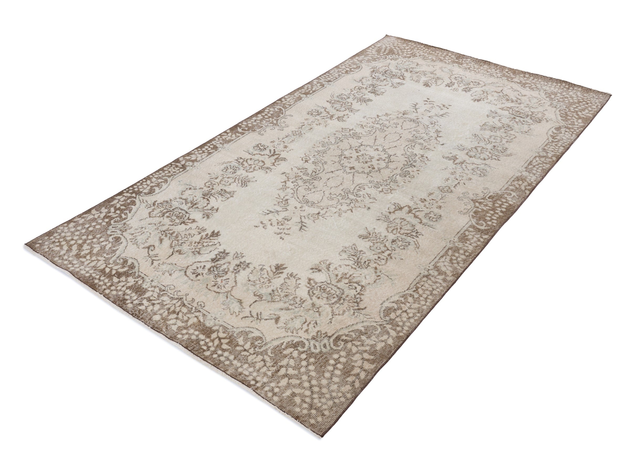 Turkish Isparta area rug in cream and greige, view 3 of 10