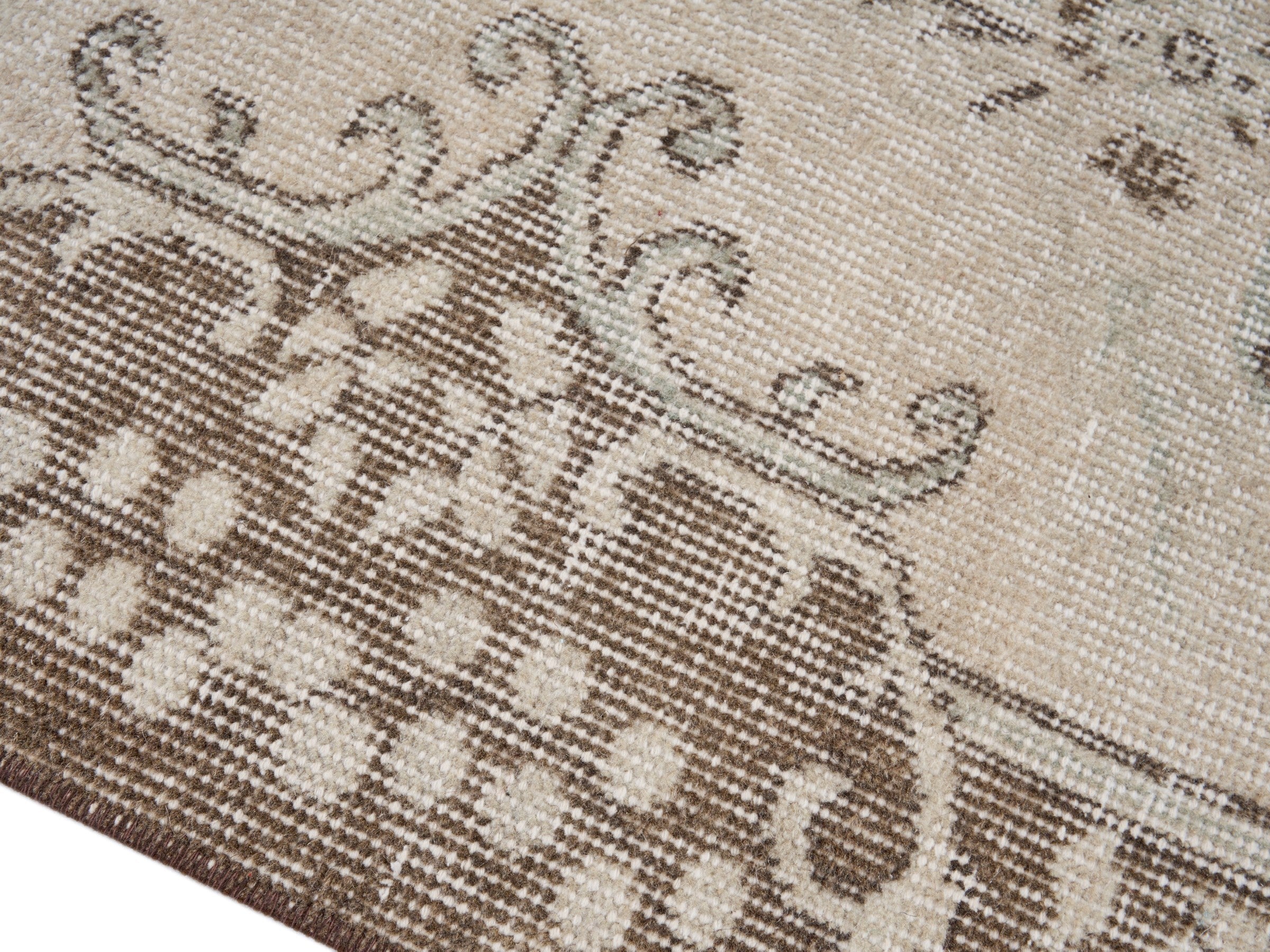 Turkish Isparta area rug in cream and greige, view 6 of 10
