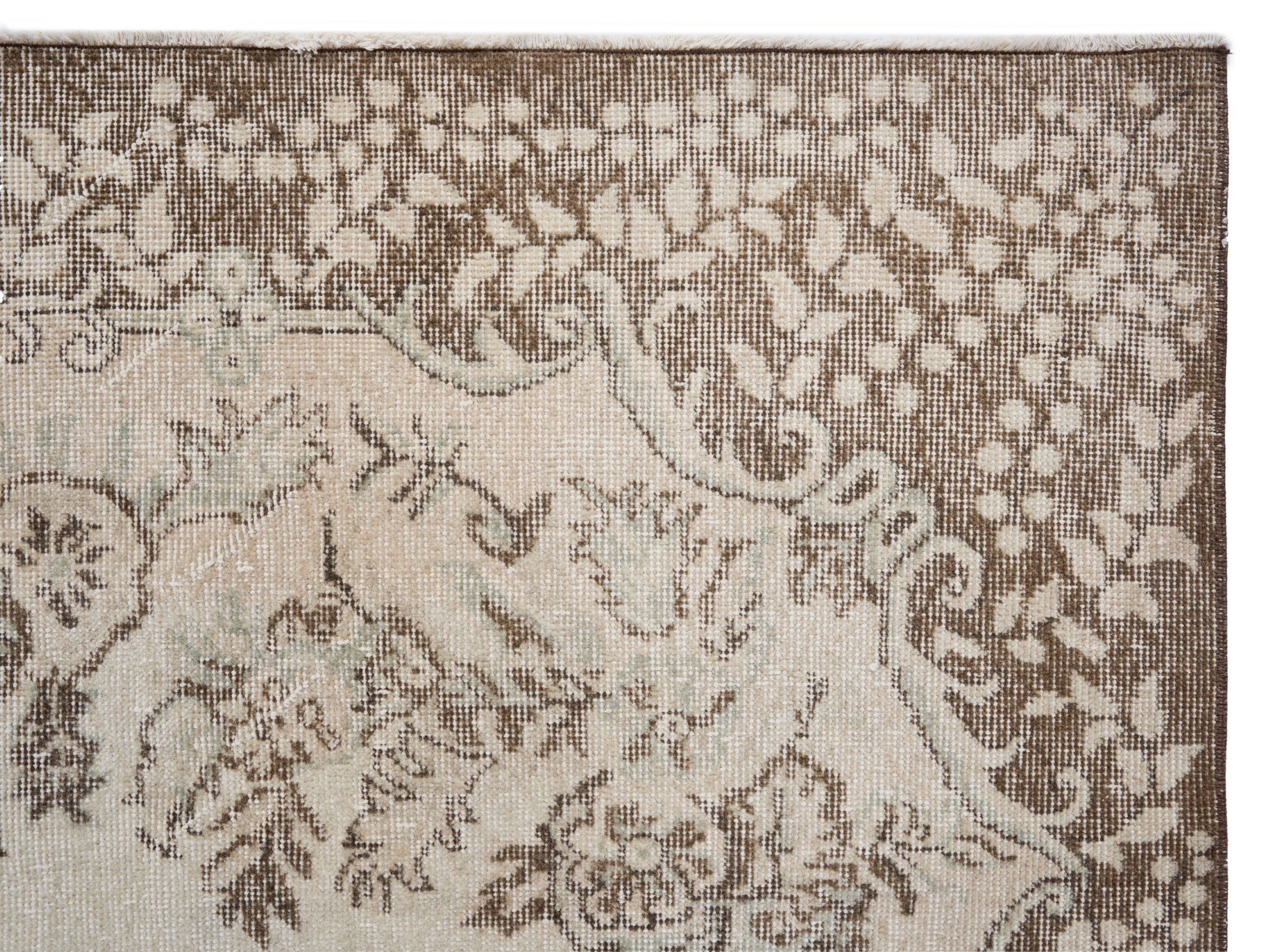 Turkish Isparta area rug in cream and greige, view 8 of 10