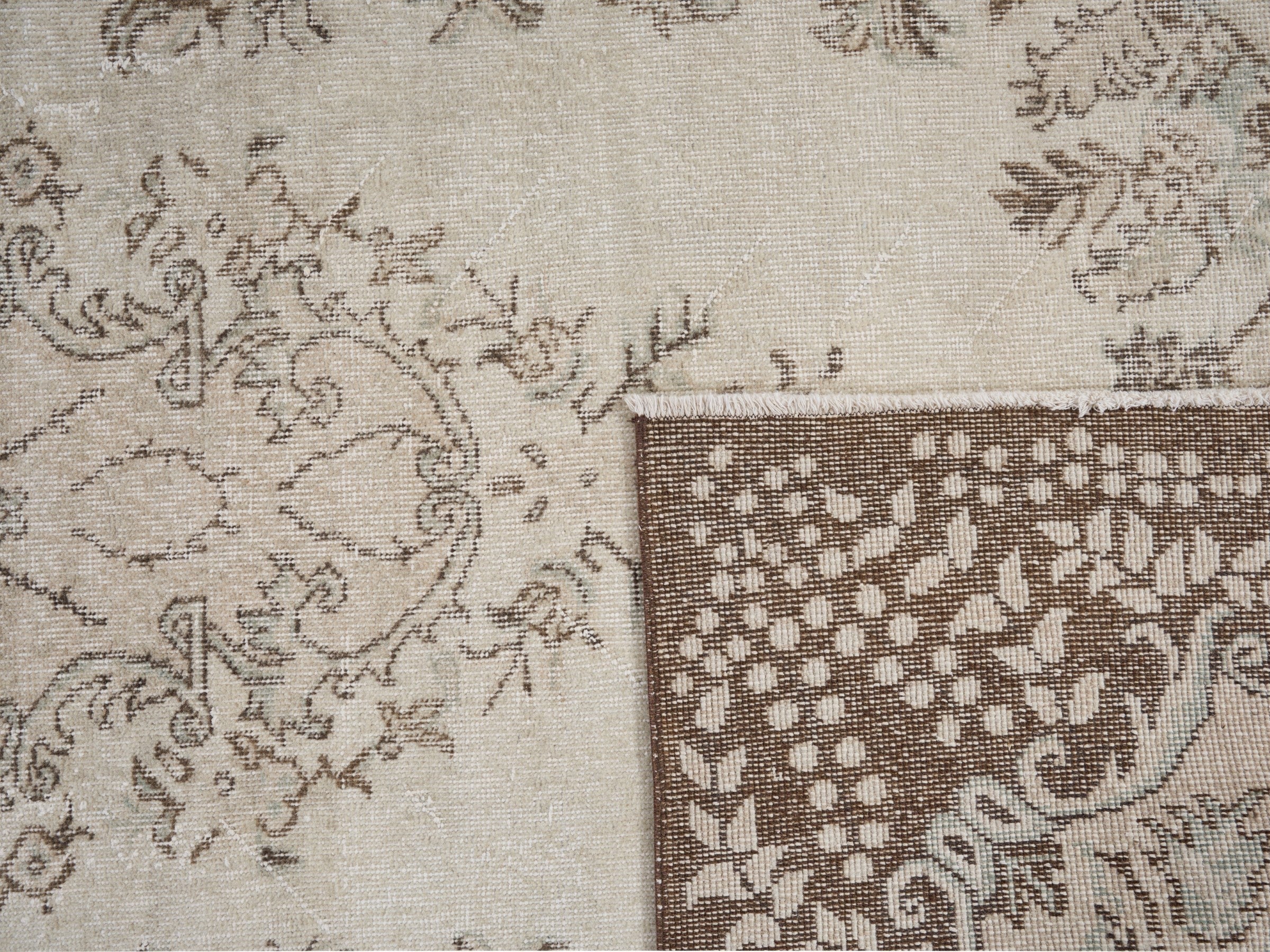 Turkish Isparta area rug in cream and greige, view 10 of 10