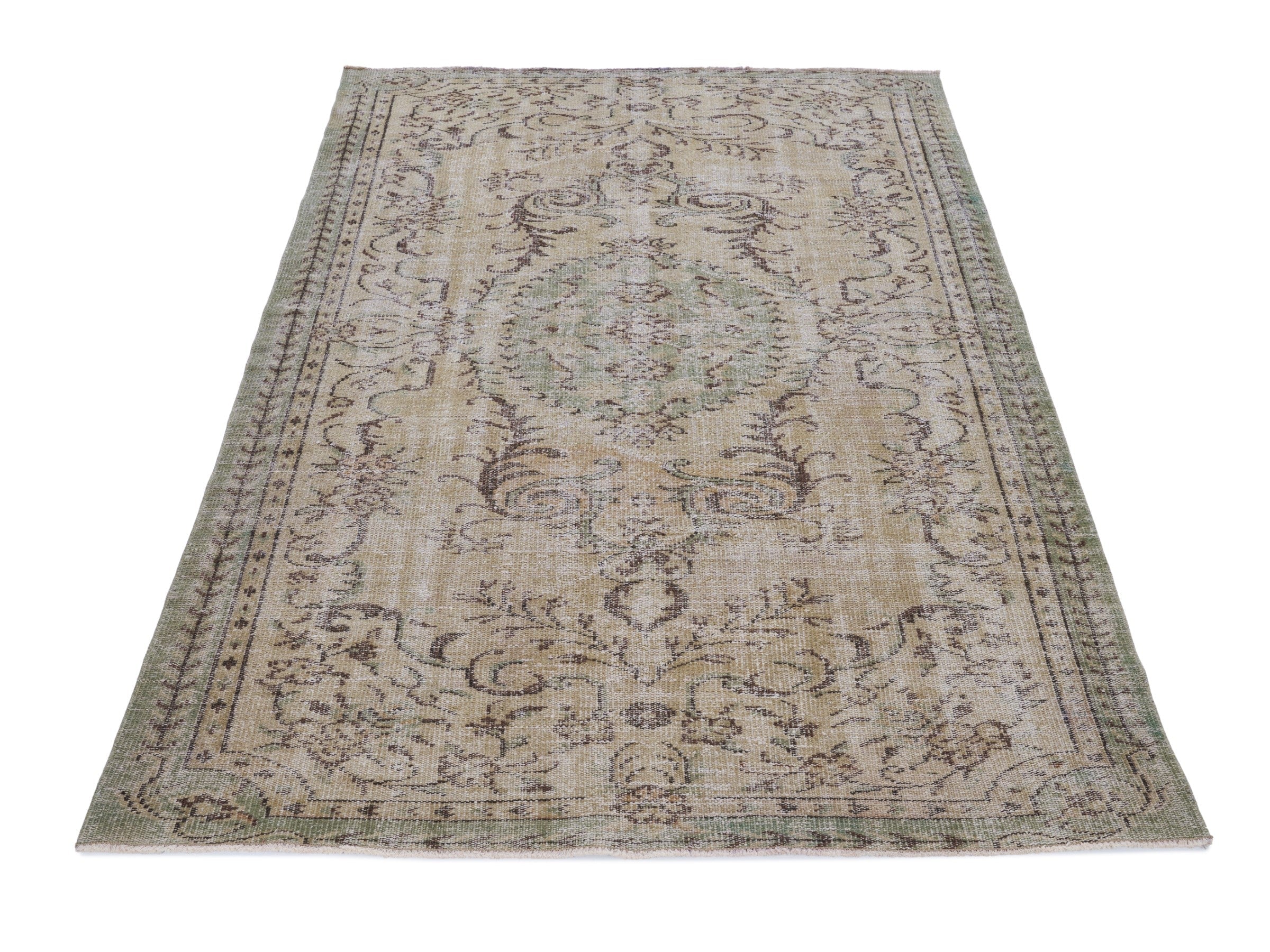 Turkish Manisa area rug in cream and taupe, view 2 of 10