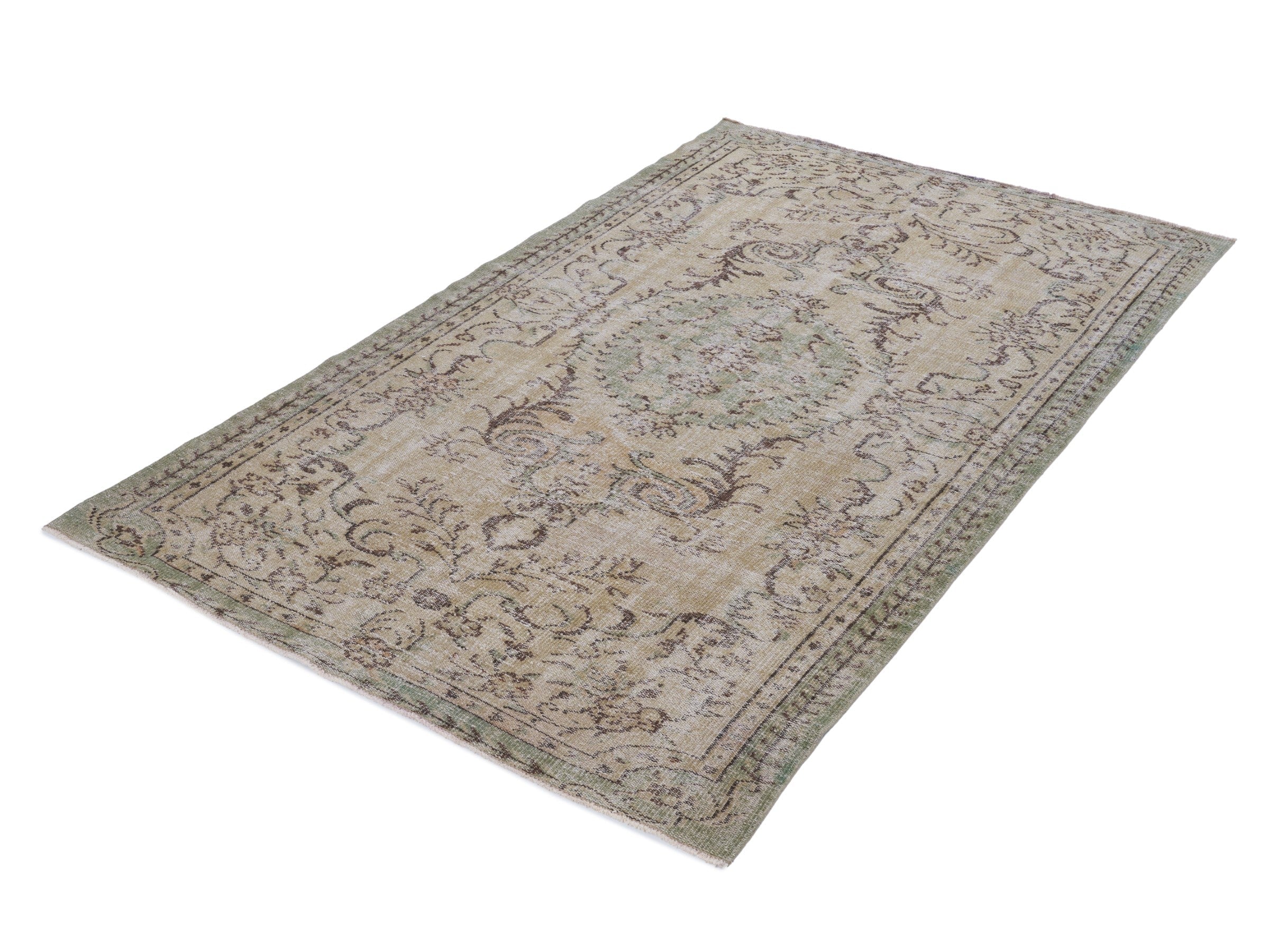 Turkish Manisa area rug in cream and taupe, view 3 of 10