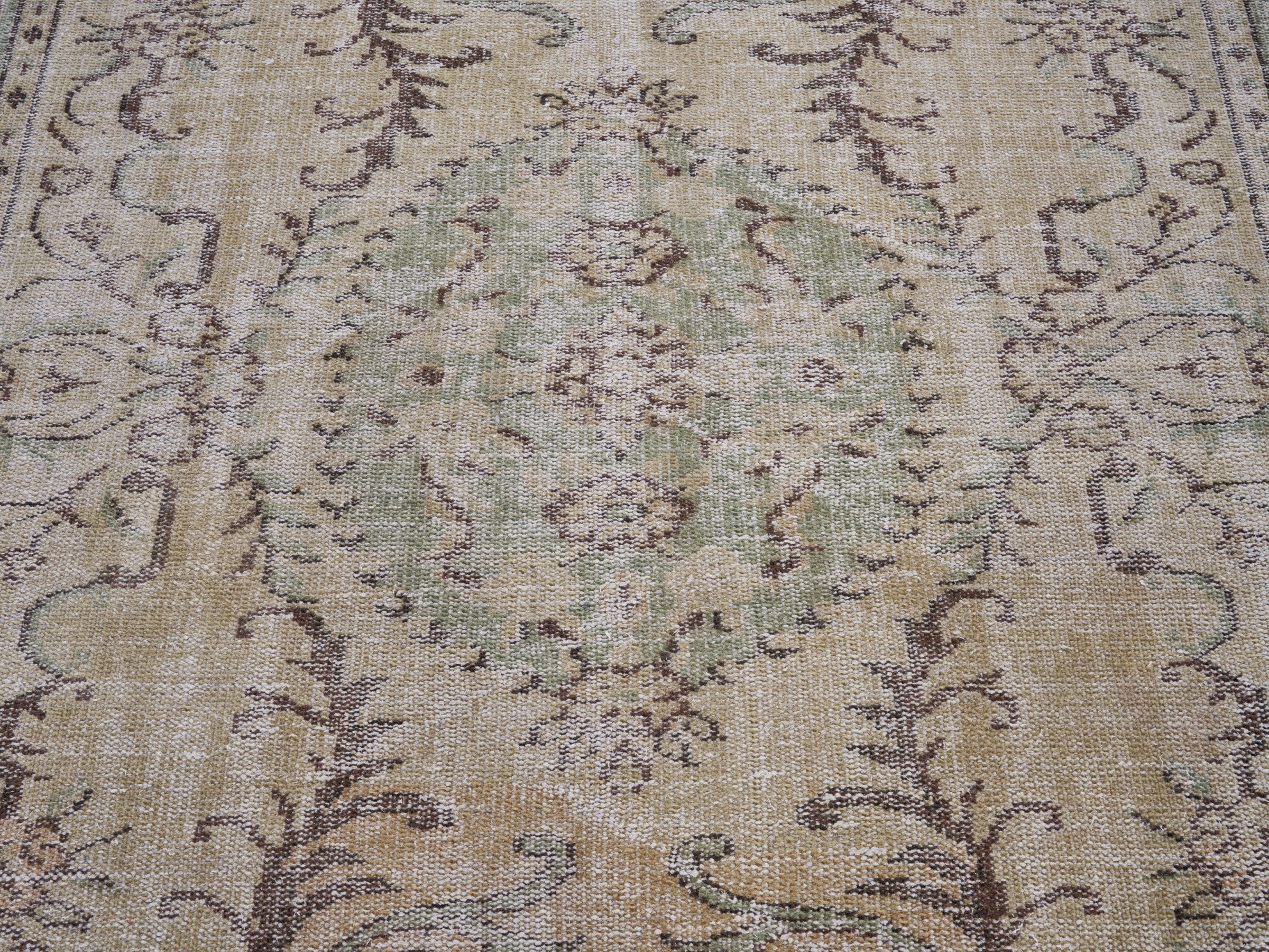 Turkish Manisa area rug in cream and taupe, view 4 of 10