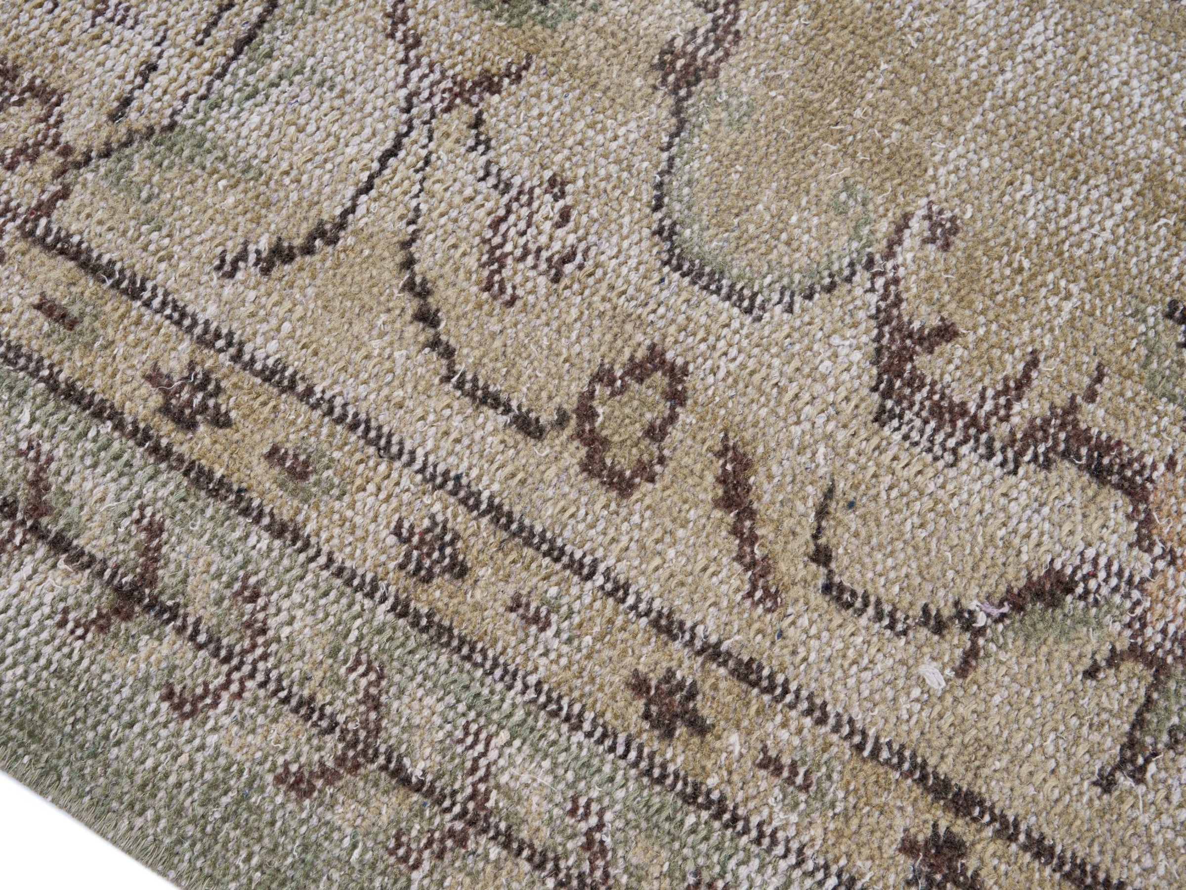 Turkish Manisa area rug in cream and taupe, view 6 of 10
