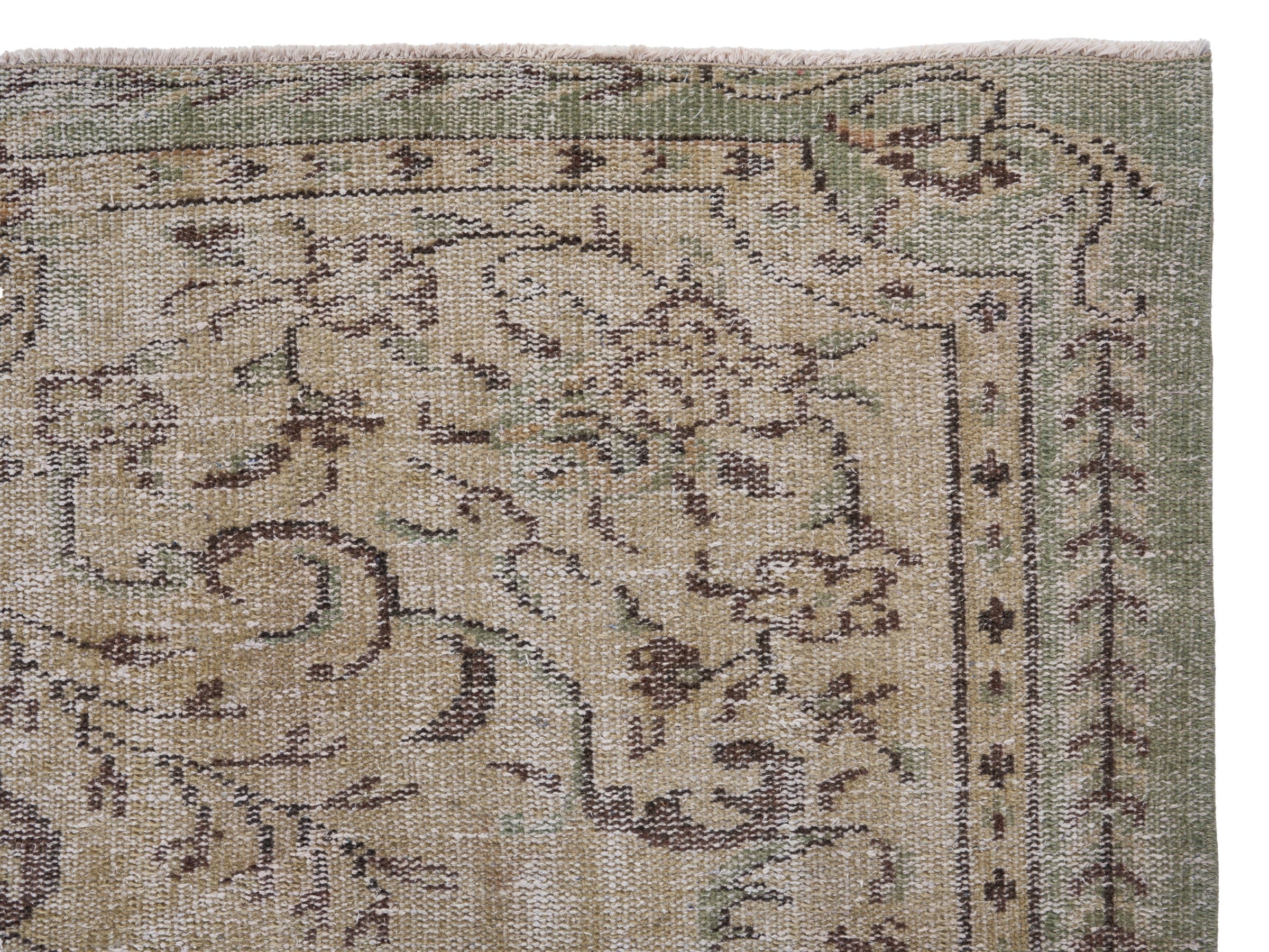Turkish Manisa area rug in cream and taupe, view 8 of 10