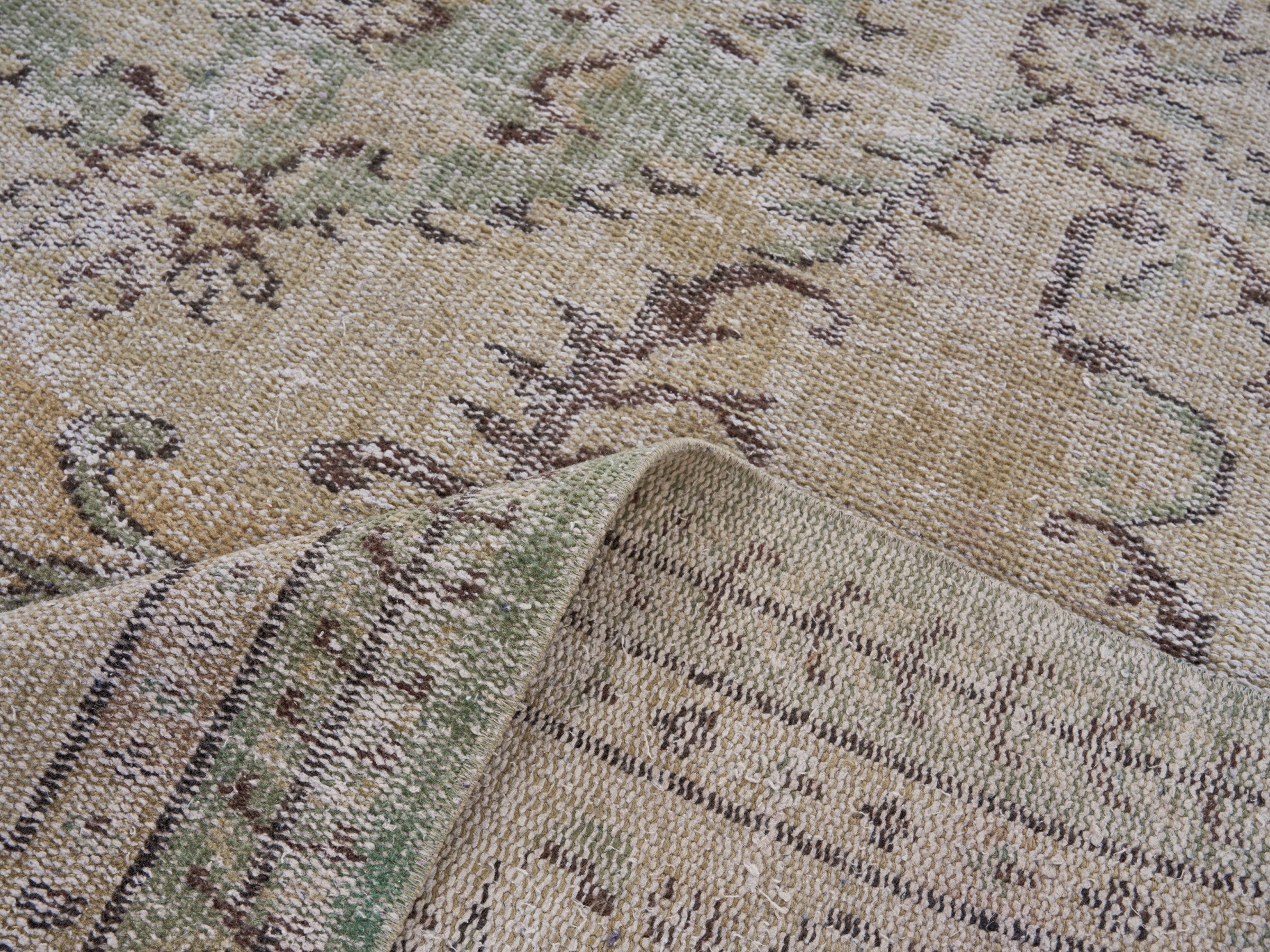 Turkish Manisa area rug in cream and taupe, view 9 of 10