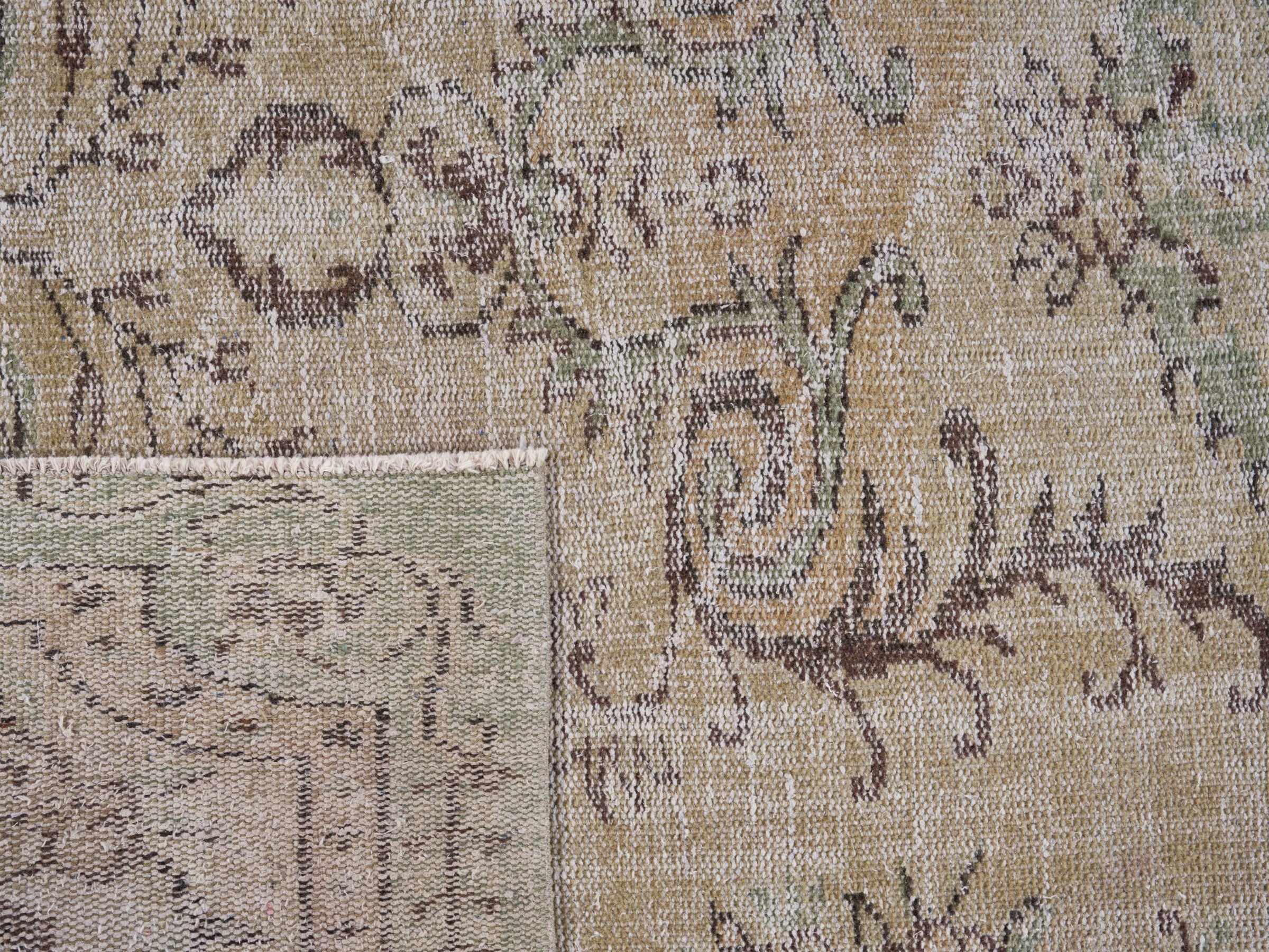 Turkish Manisa area rug in cream and taupe, view 10 of 10