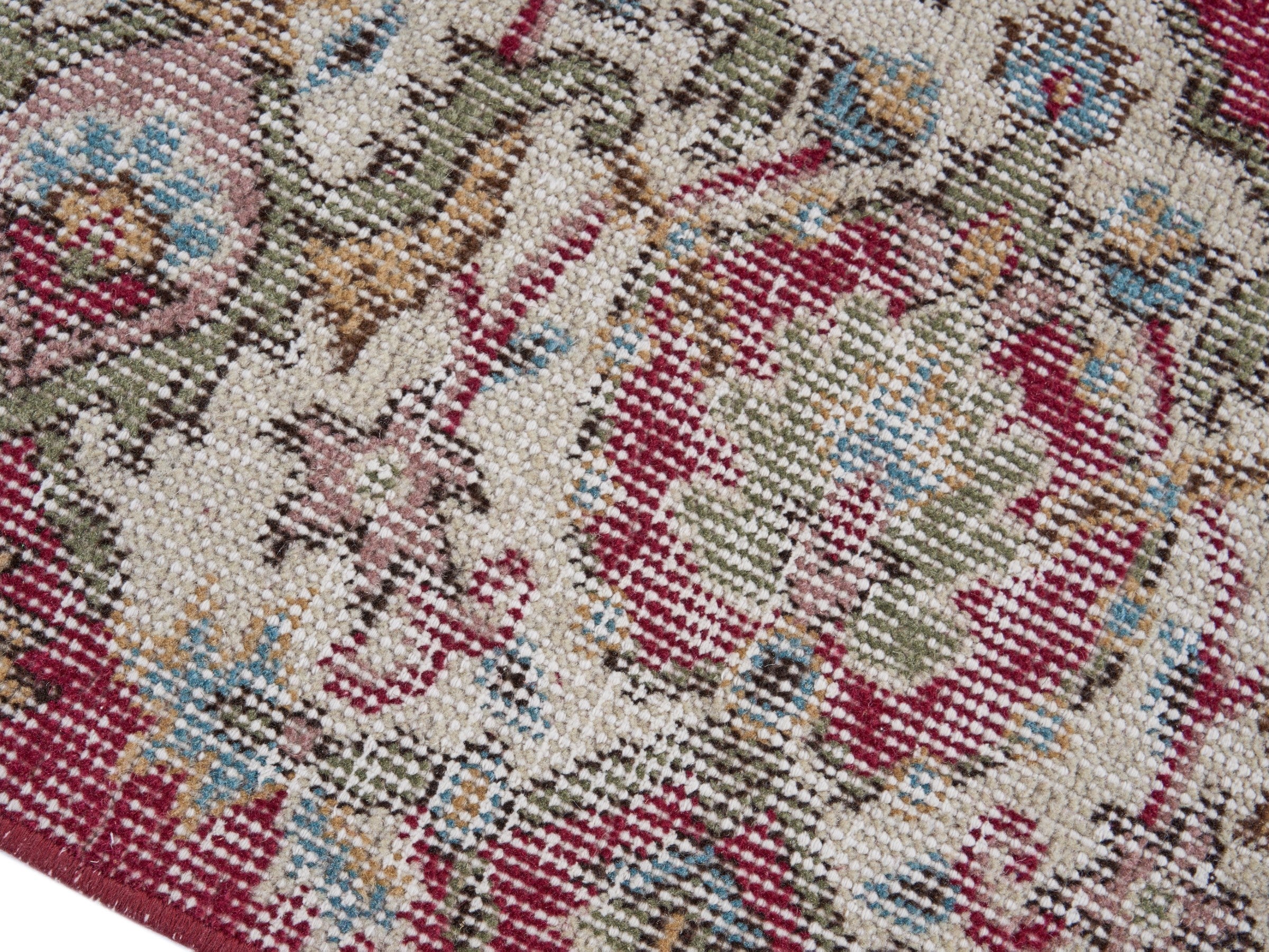 Turkish Isparta area rug in burgundy and cream, view 6 of 10