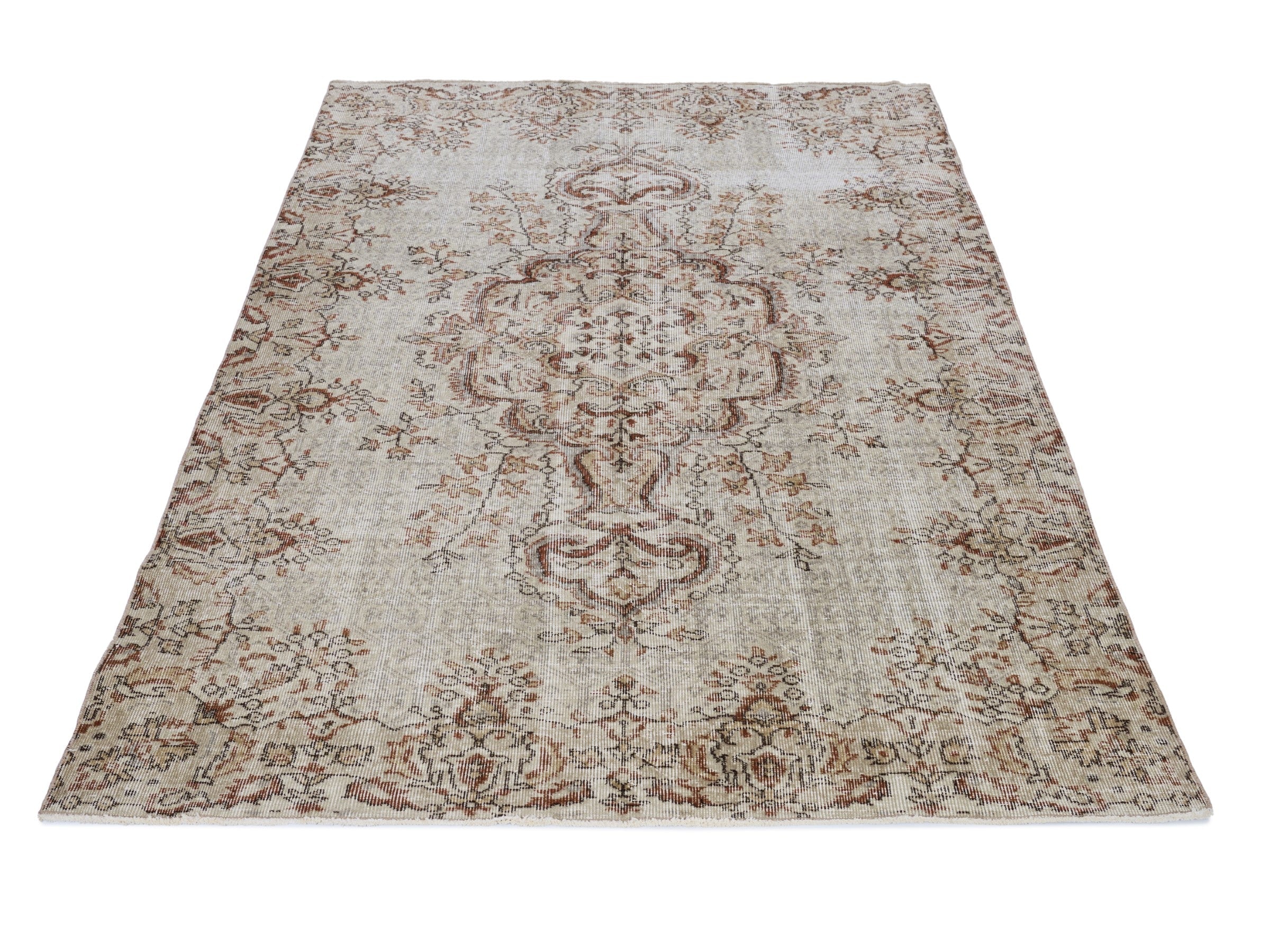 Turkish Isparta area rug in cream and terracotta, view 2 of 10