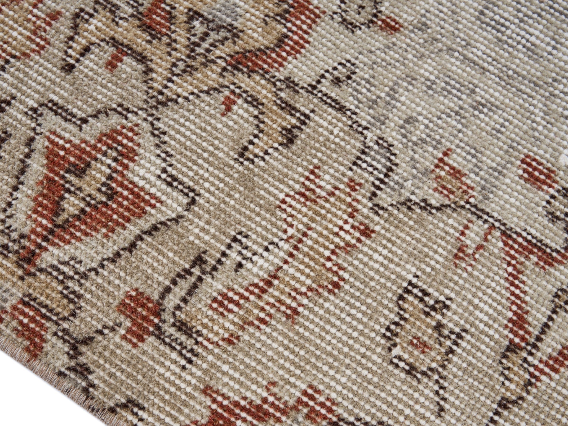 Turkish Isparta area rug in cream and terracotta, view 6 of 10