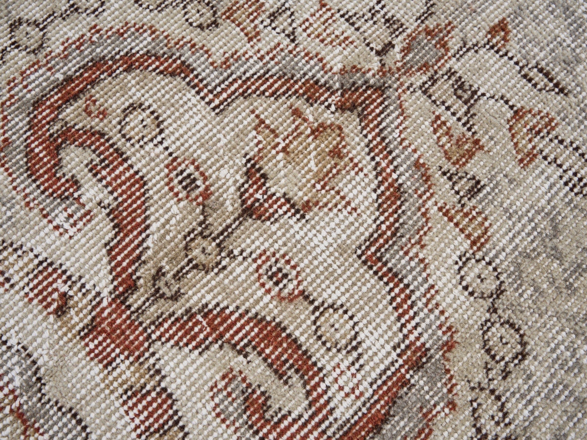 Turkish Isparta area rug in cream and terracotta, view 7 of 10