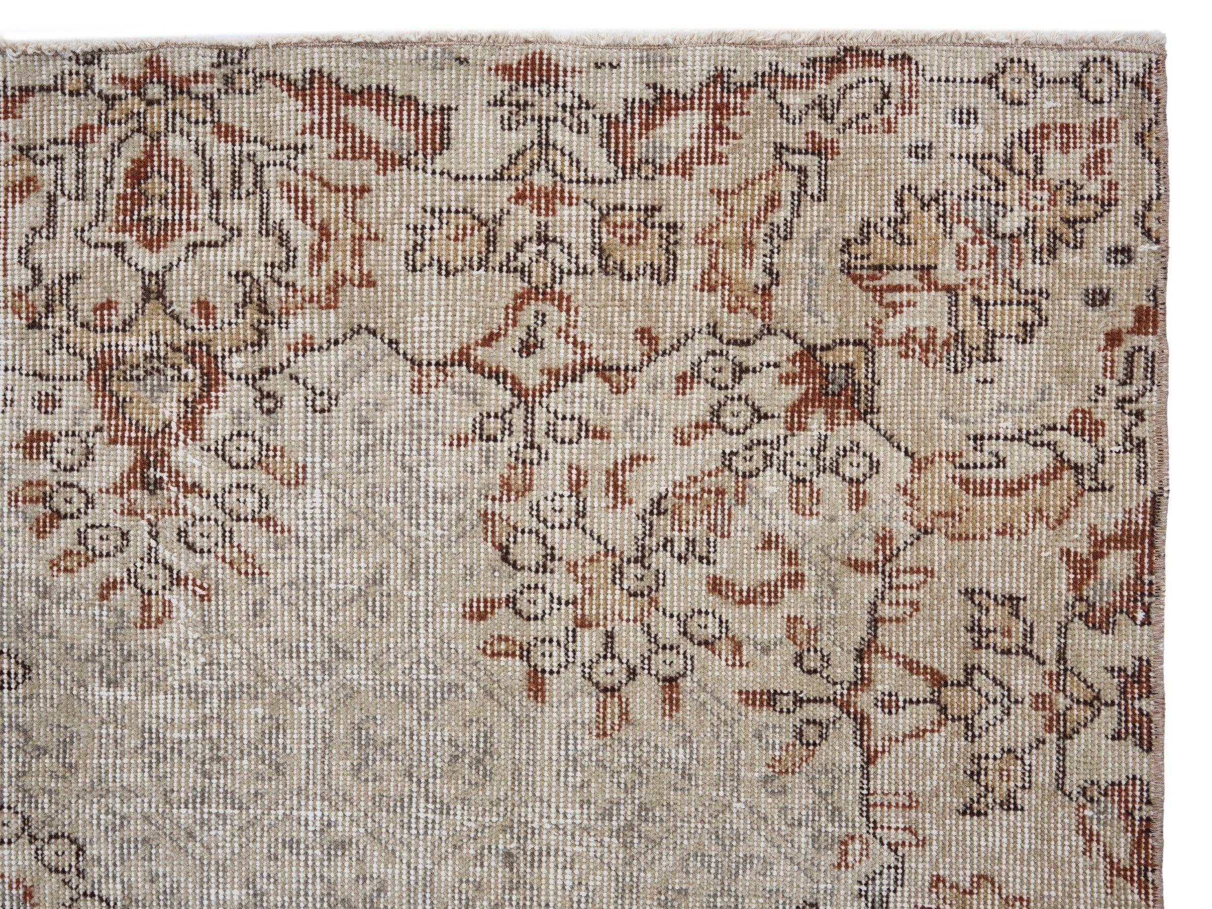 Turkish Isparta area rug in cream and terracotta, view 8 of 10