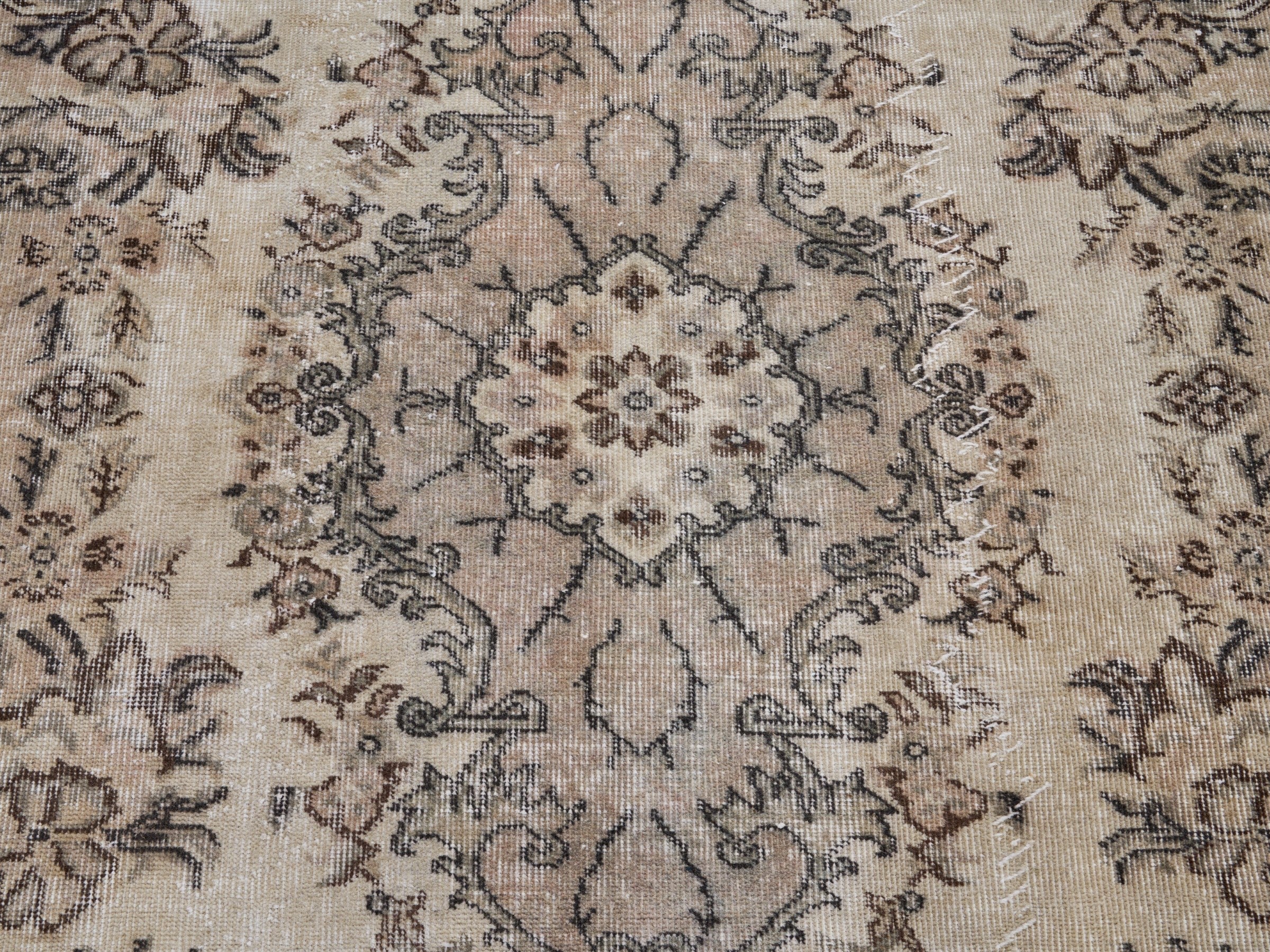 Turkish Isparta area rug in cream and greige, view 4 of 10