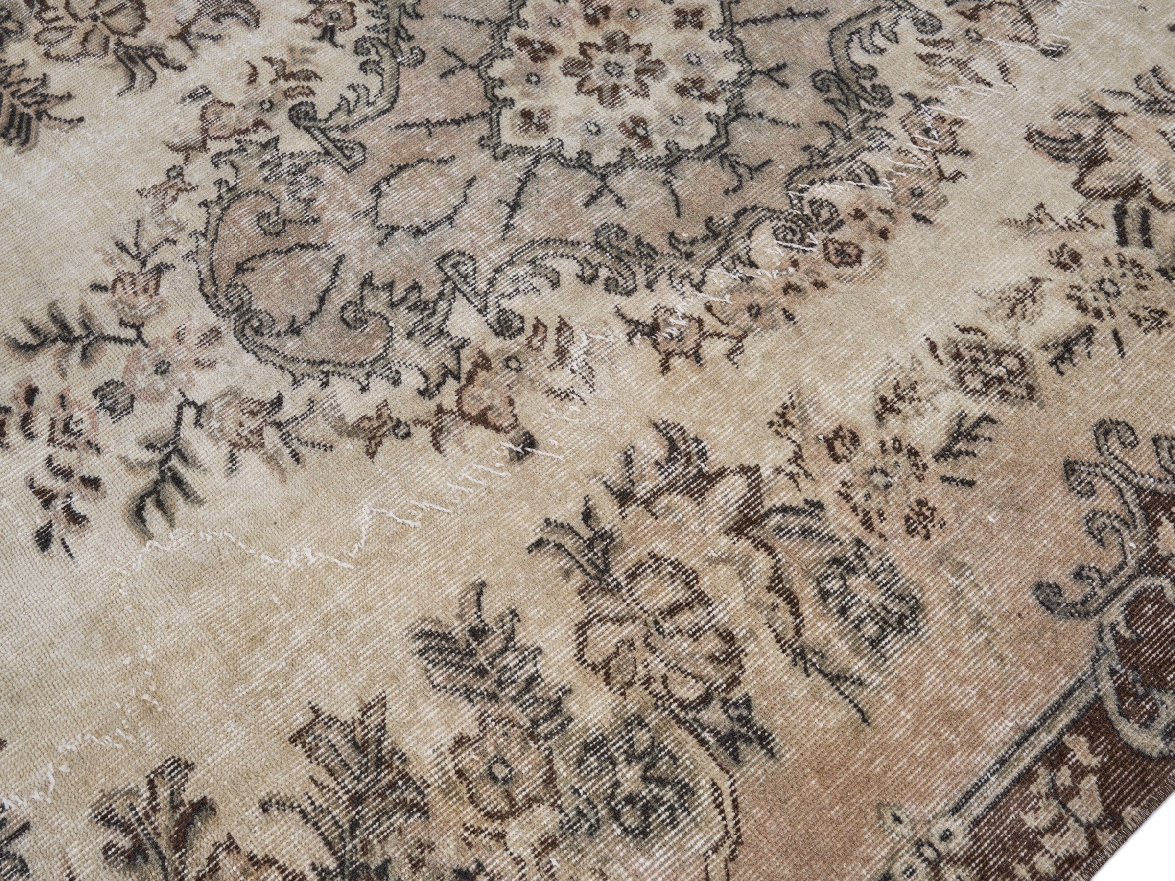 Turkish Isparta area rug in cream and greige, view 5 of 10