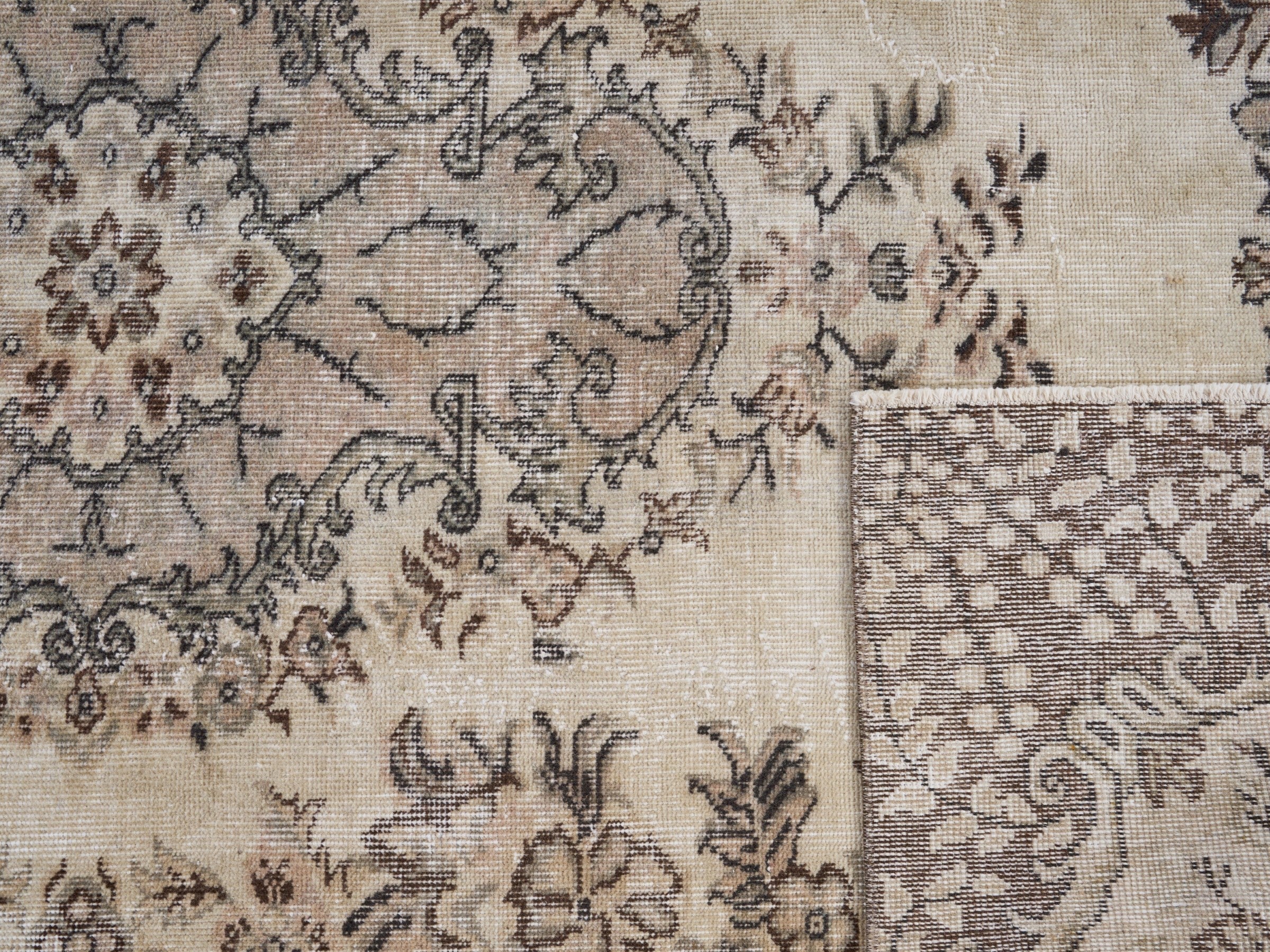 Turkish Isparta area rug in cream and greige, view 10 of 10