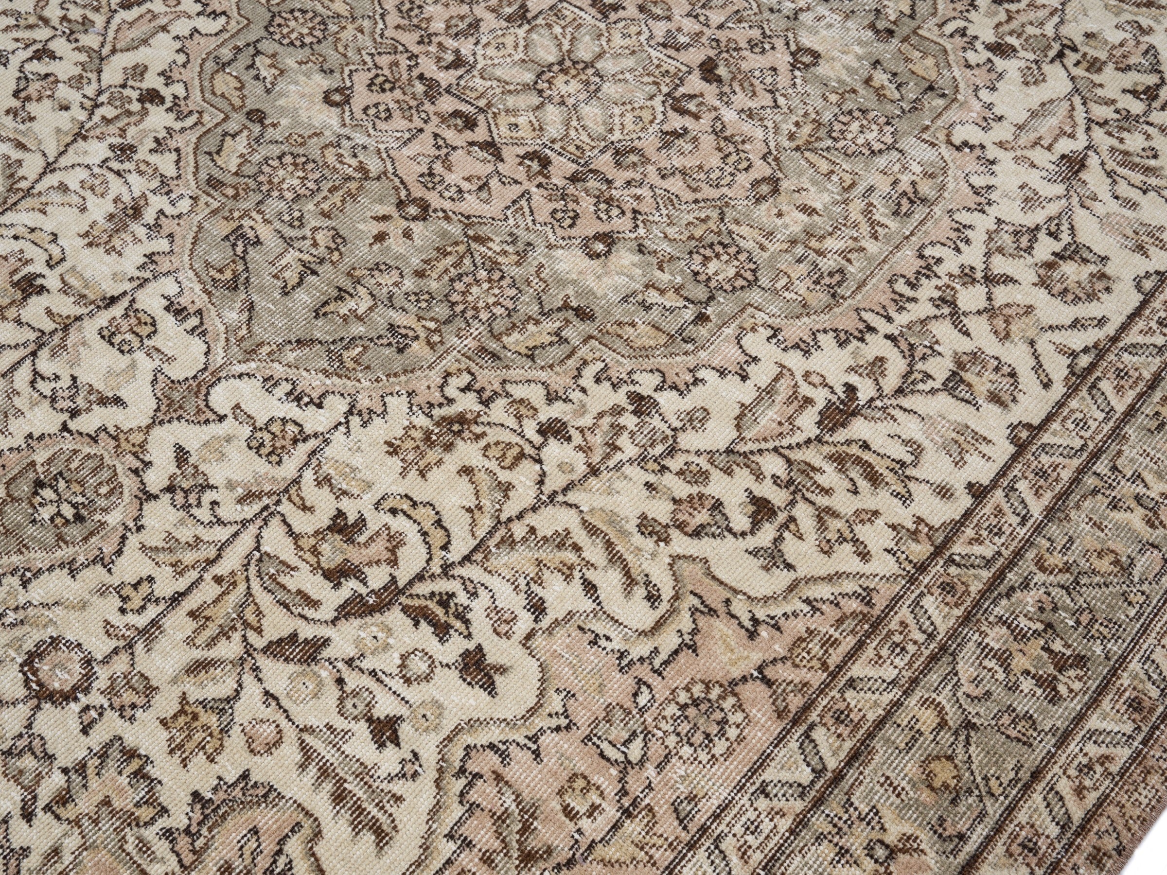 Turkish Isparta area rug in cream and taupe, view 5 of 10