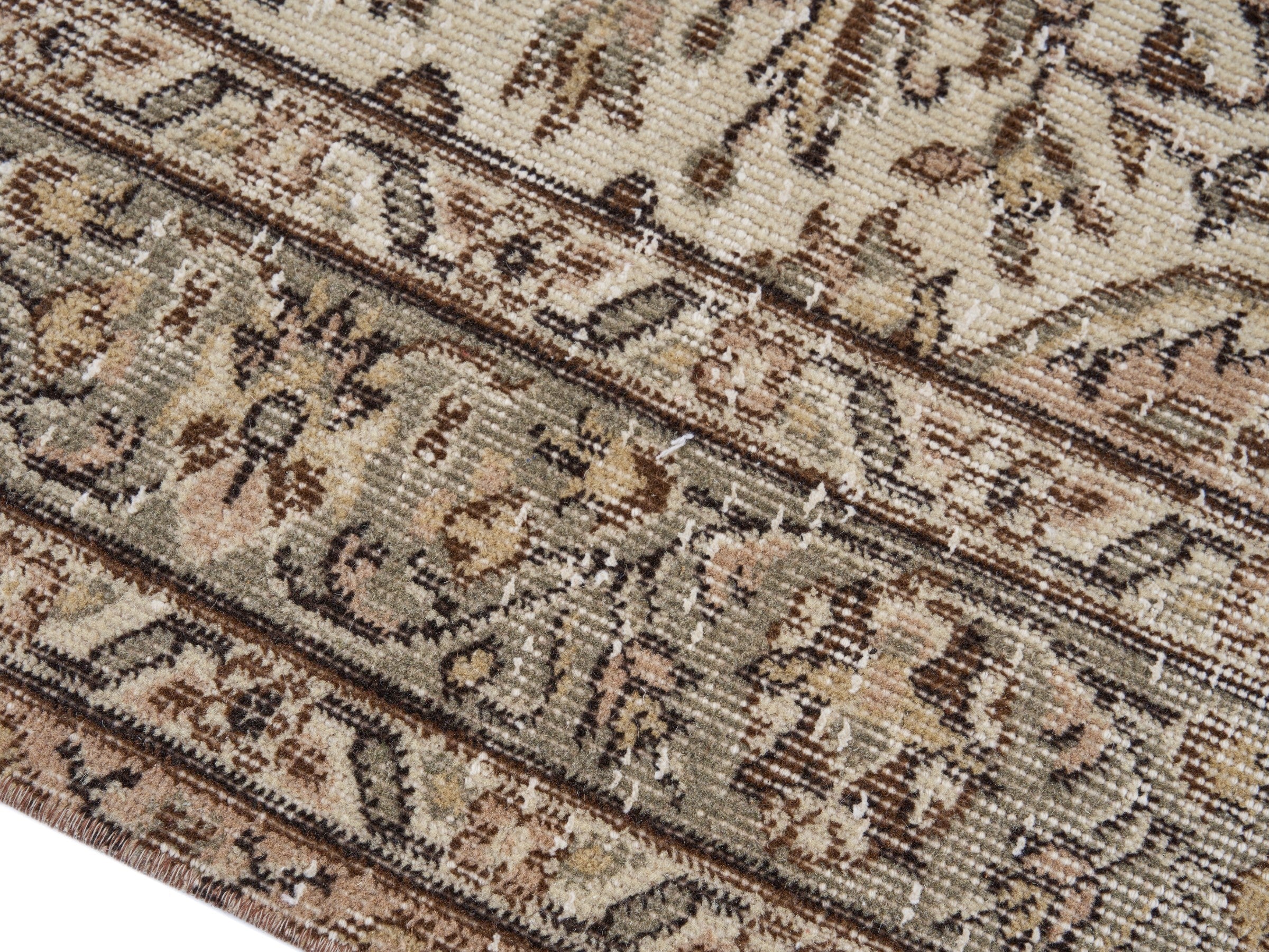 Turkish Isparta area rug in cream and taupe, view 6 of 10