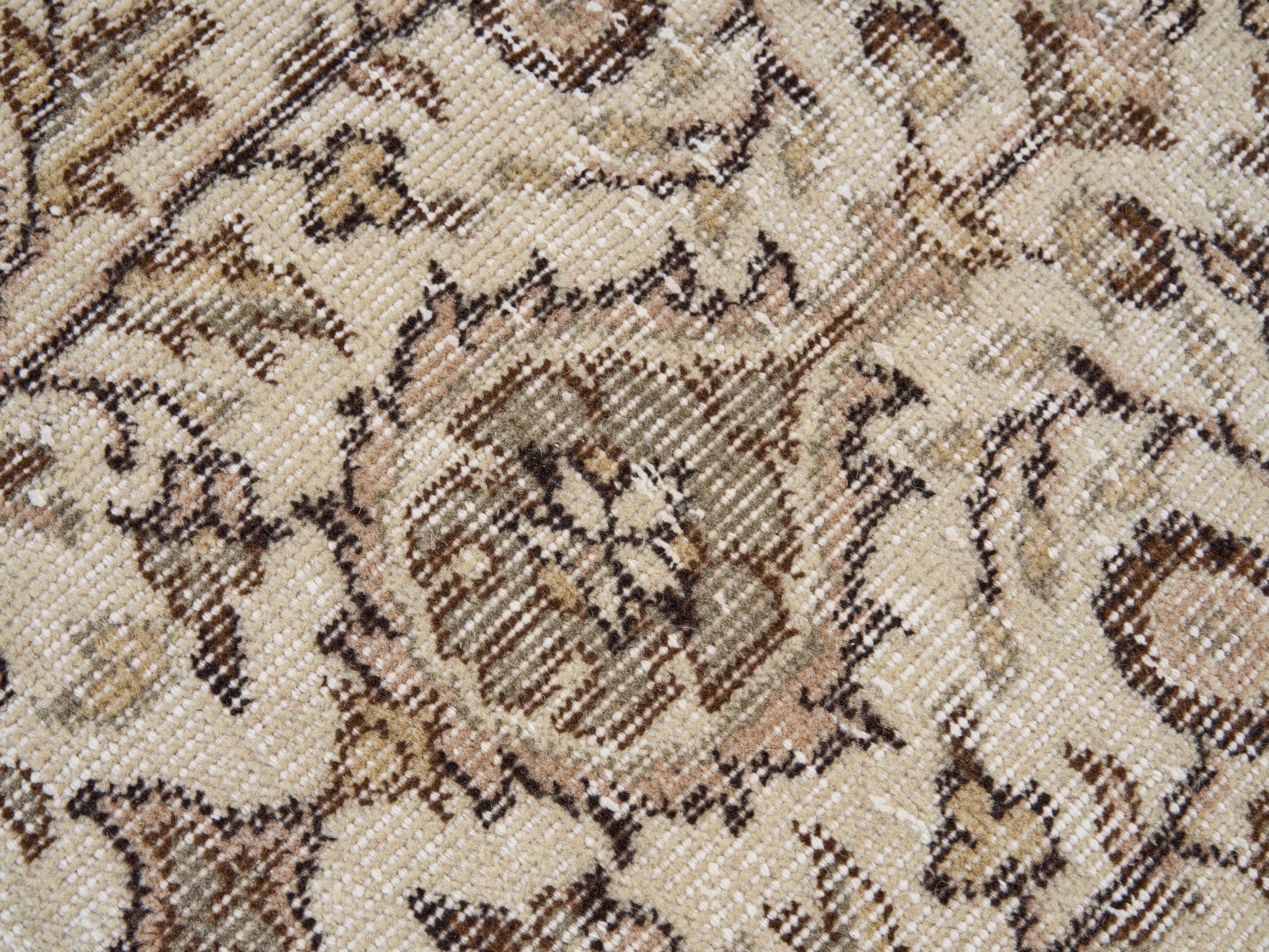 Turkish Isparta area rug in cream and taupe, view 7 of 10
