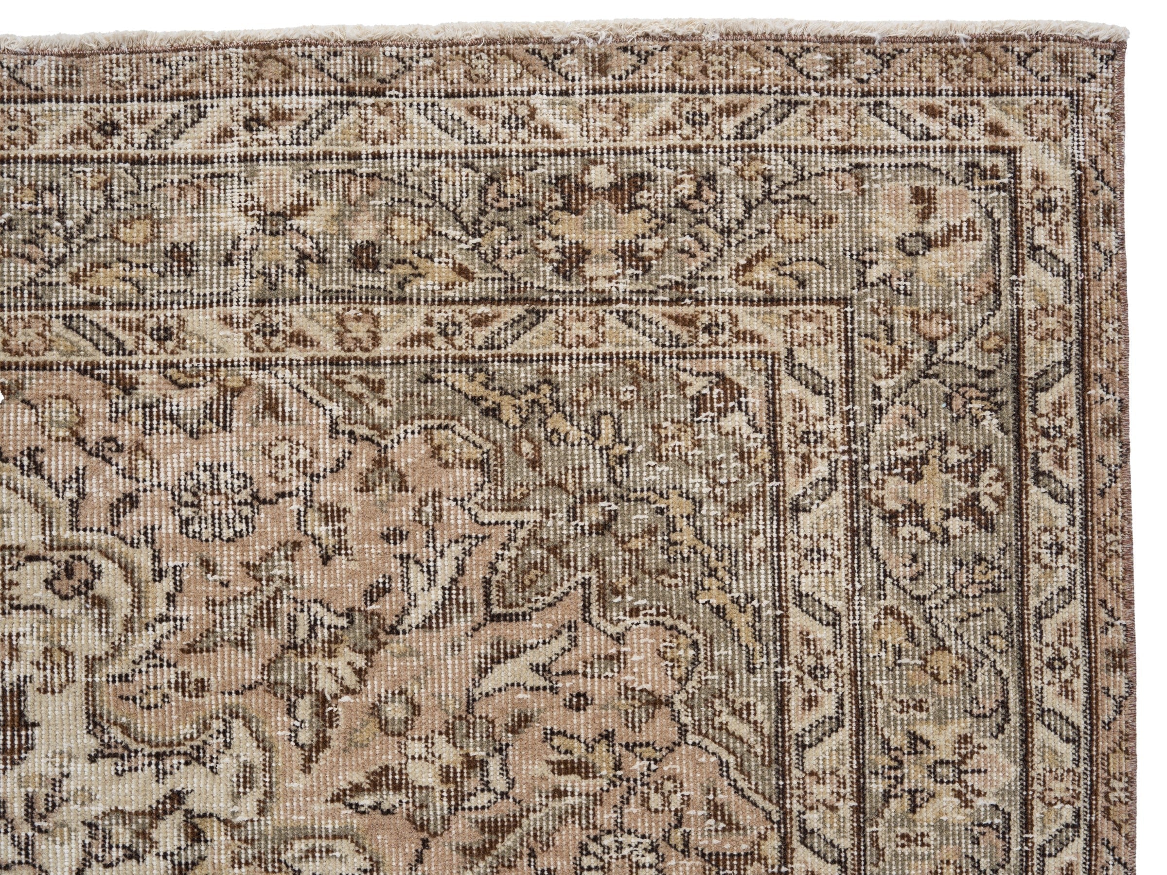 Turkish Isparta area rug in cream and taupe, view 8 of 10