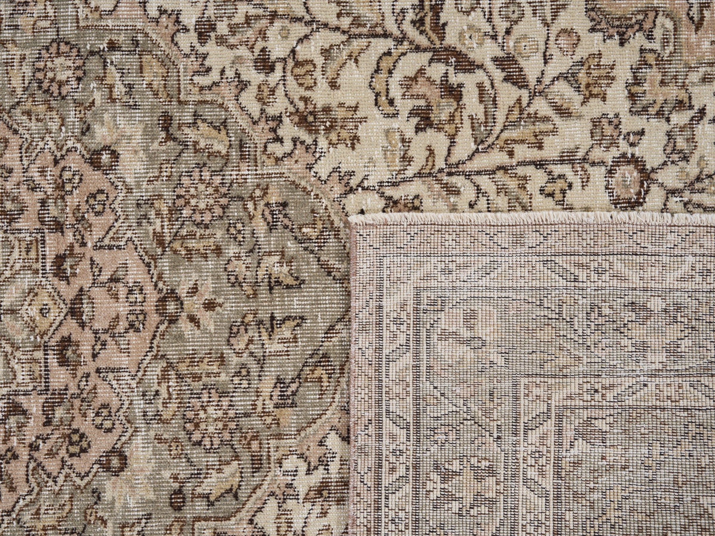 Turkish Isparta area rug in cream and taupe, view 10 of 10