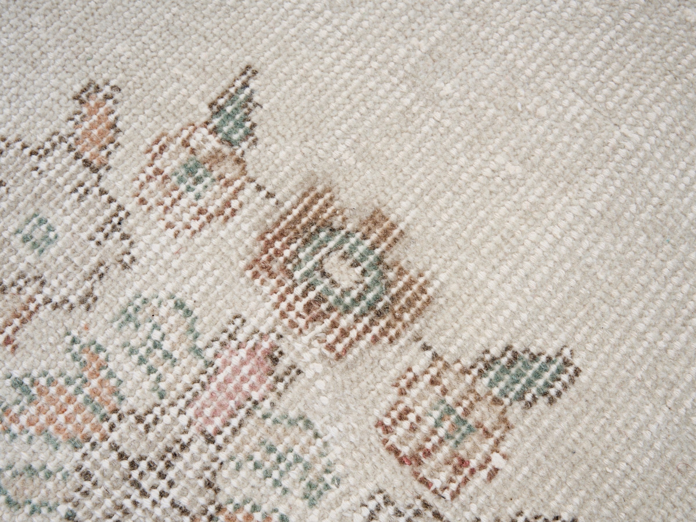 Turkish Isparta area rug in cream and muted pink, view 7 of 10