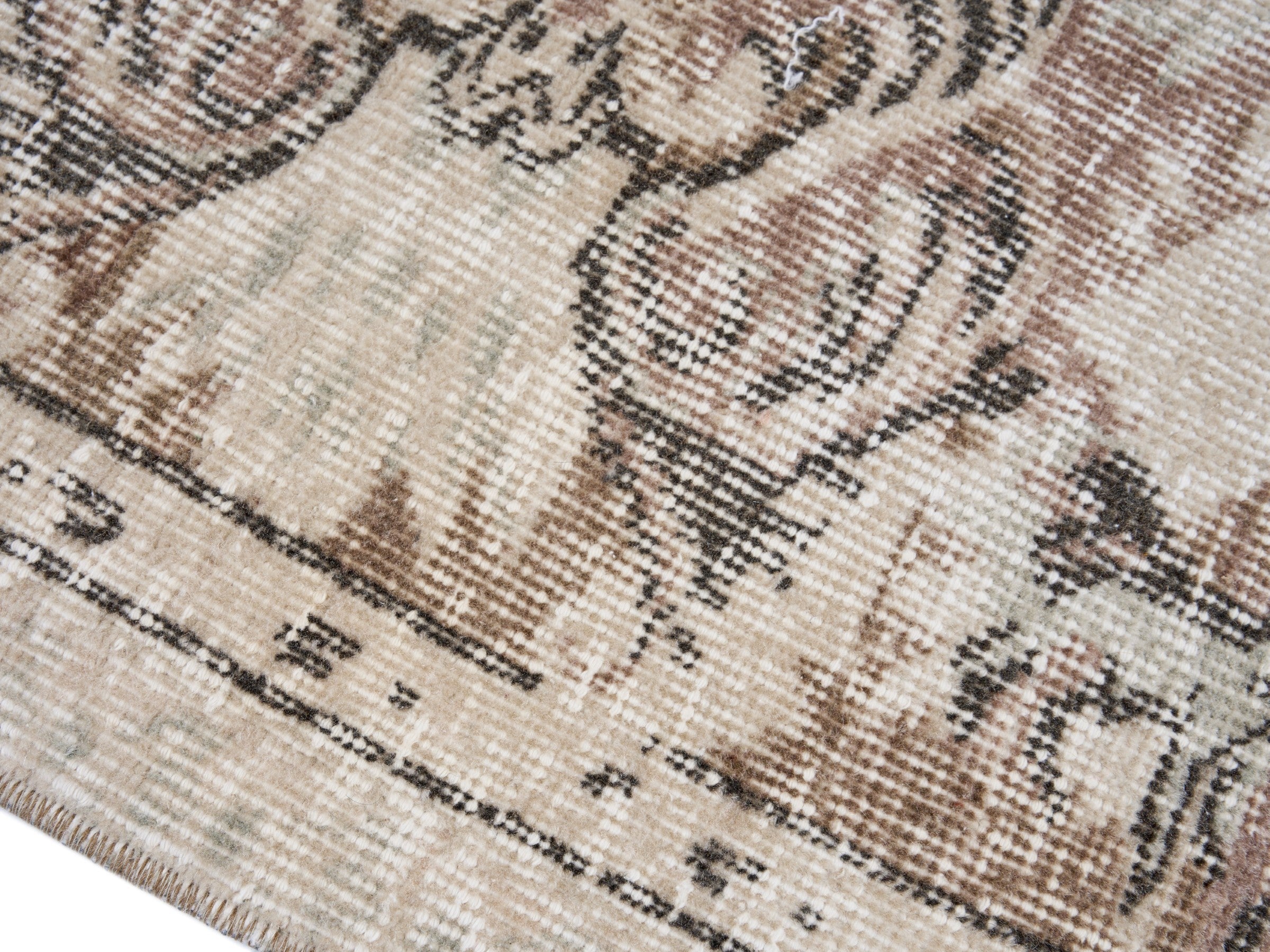 Turkish Isparta area rug in cream and faded red, view 6 of 10