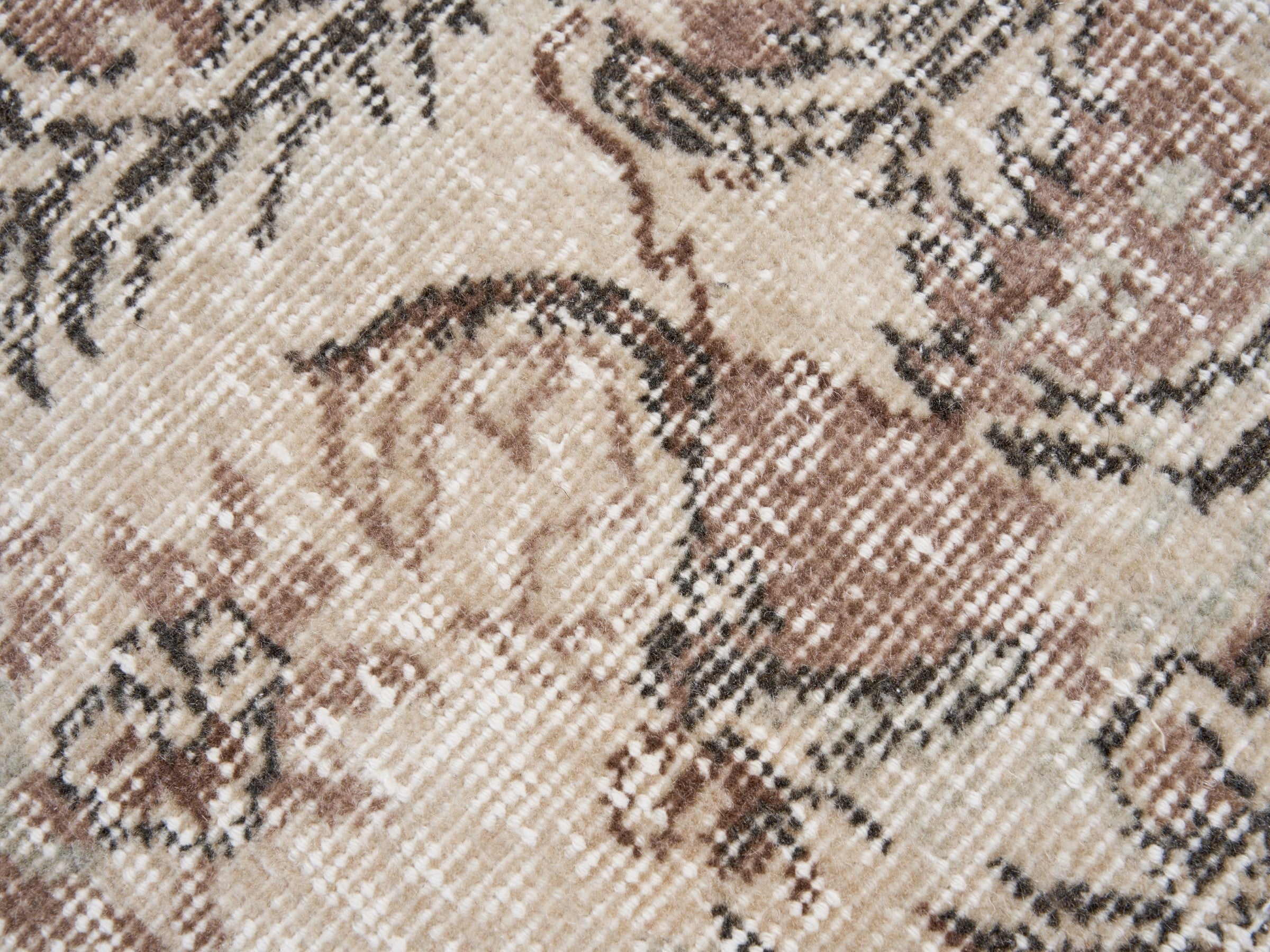 Turkish Isparta area rug in cream and faded red, view 7 of 10