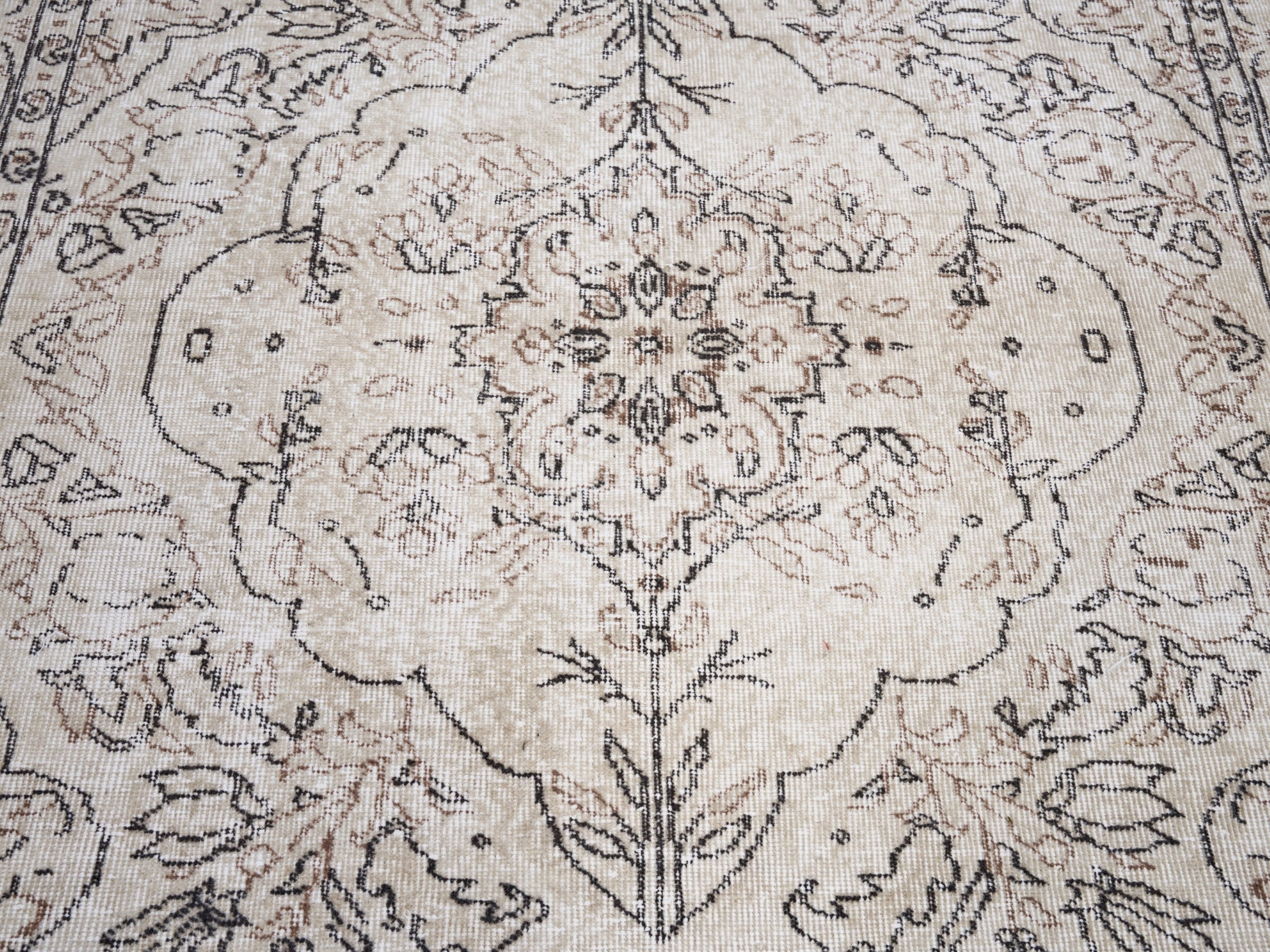 Turkish Isparta area rug in cream and greige, view 4 of 10