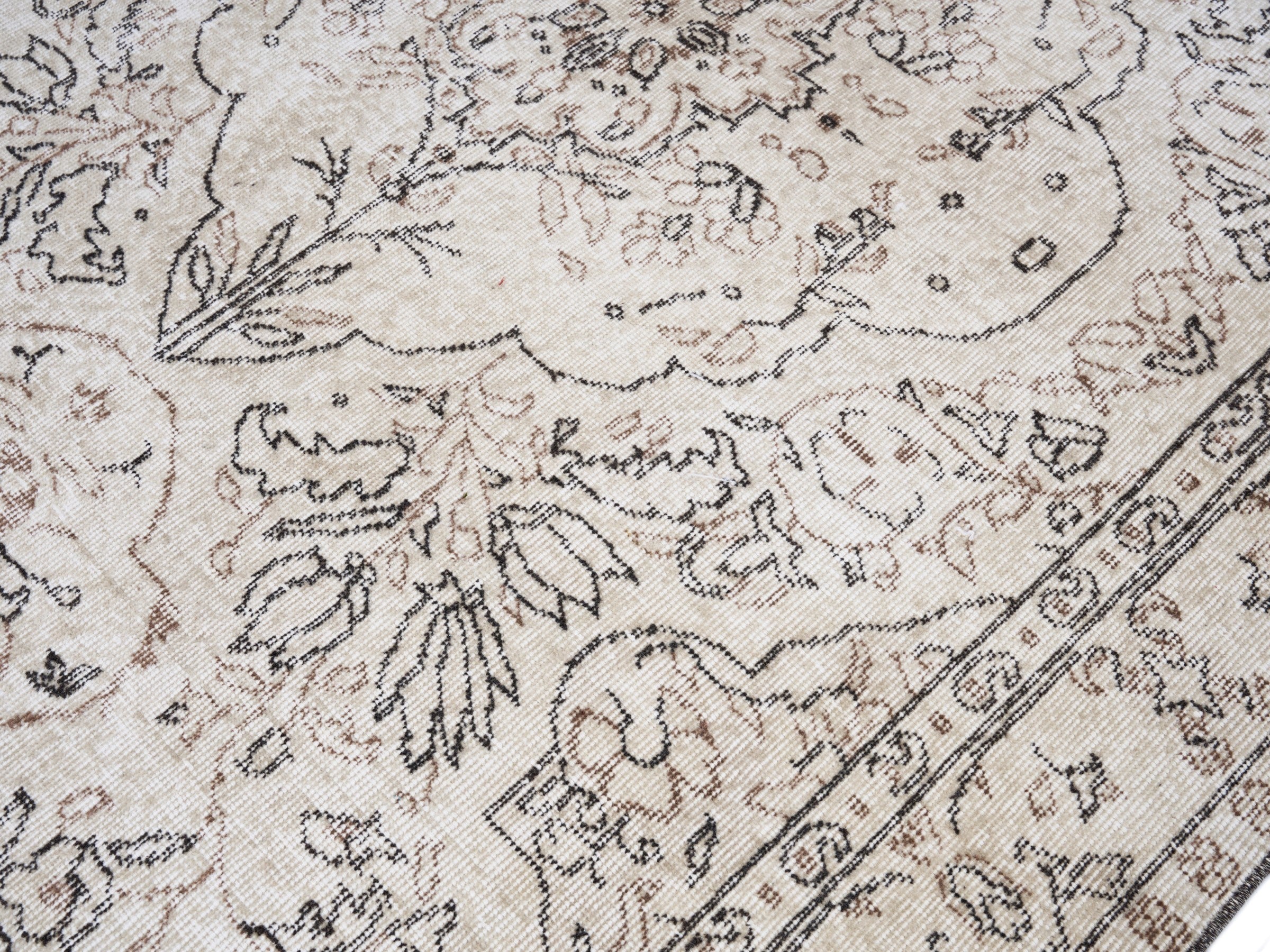 Turkish Isparta area rug in cream and greige, view 5 of 10