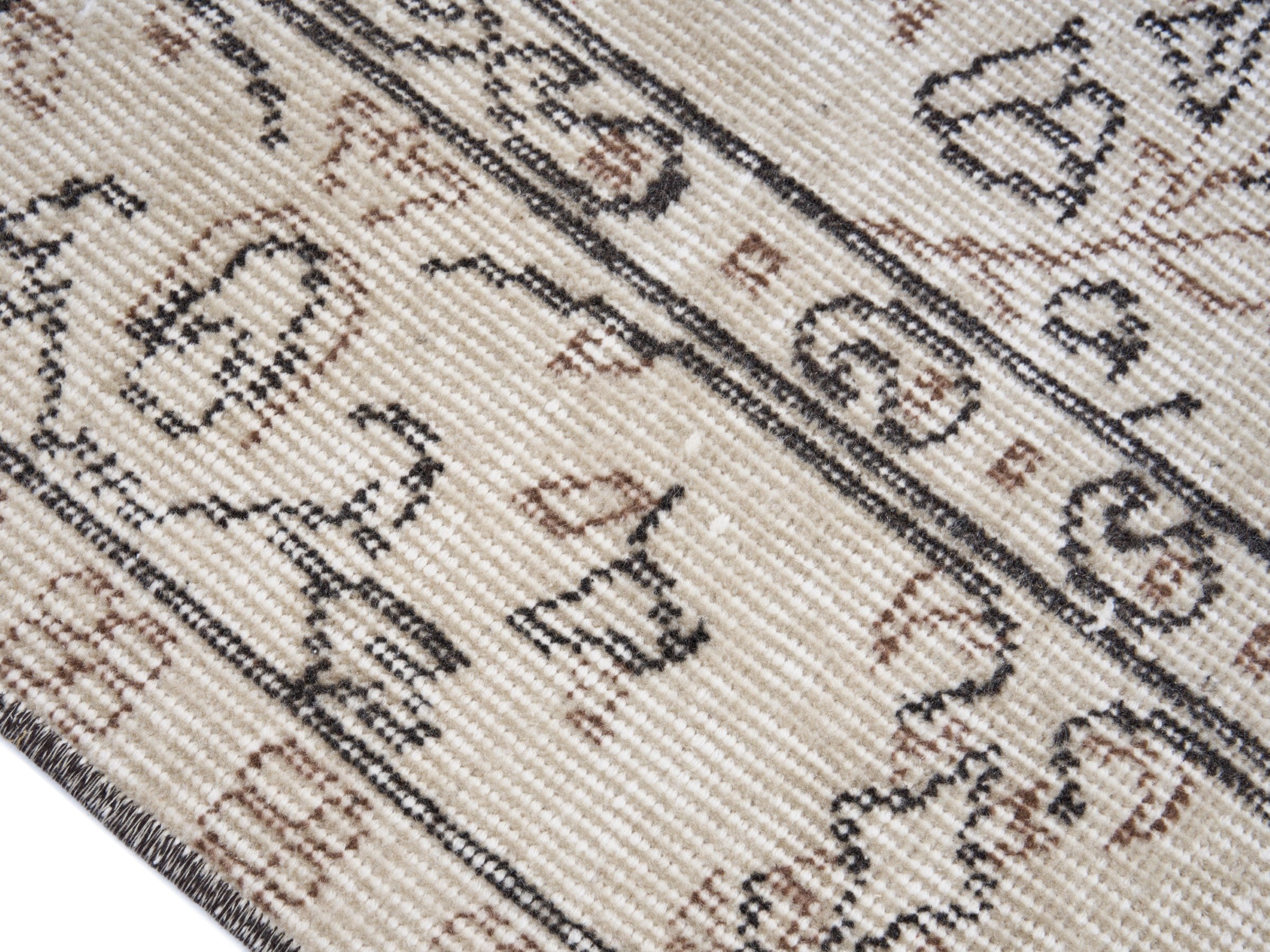 Turkish Isparta area rug in cream and greige, view 6 of 10