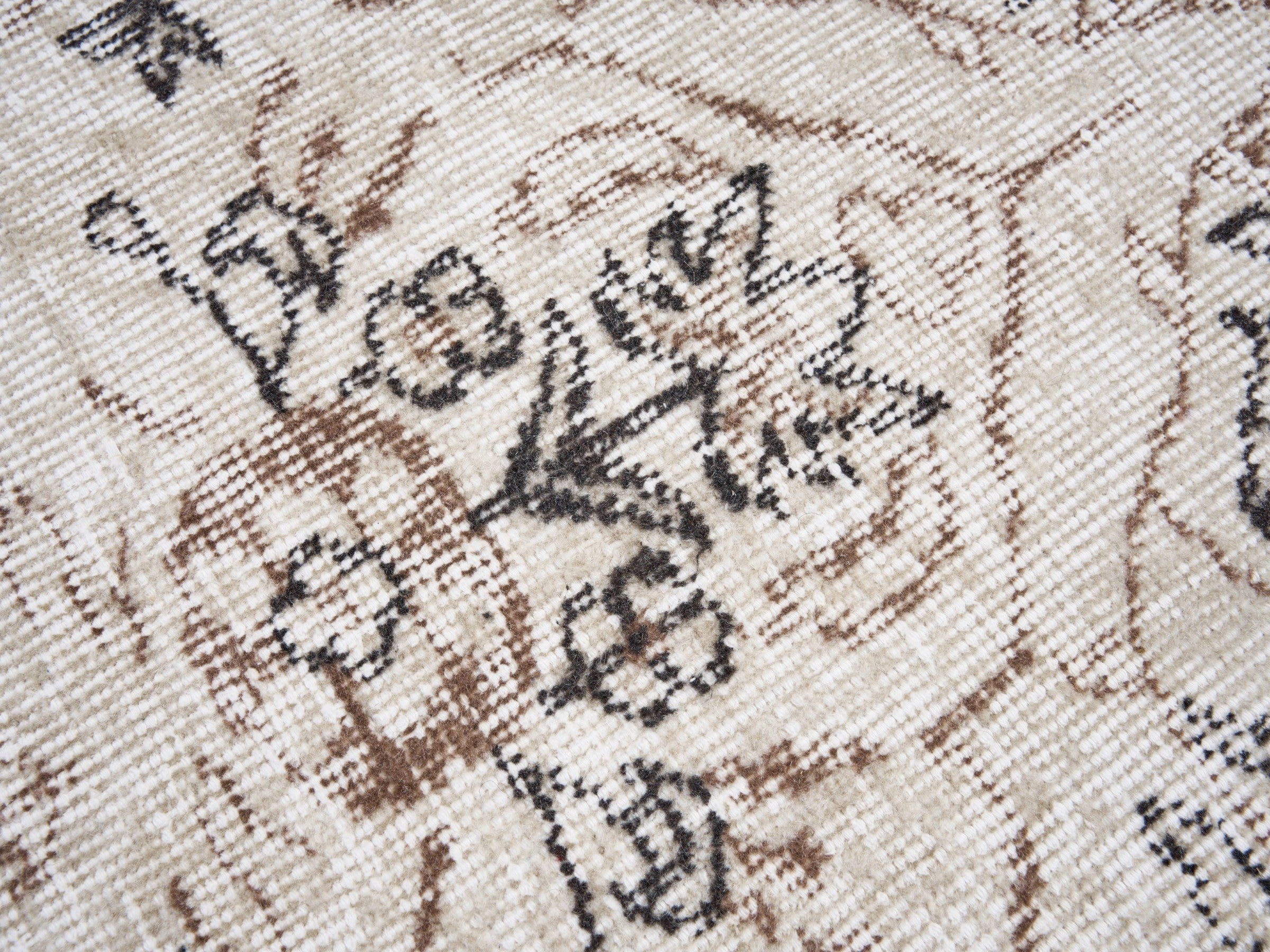 Turkish Isparta area rug in cream and greige, view 7 of 10