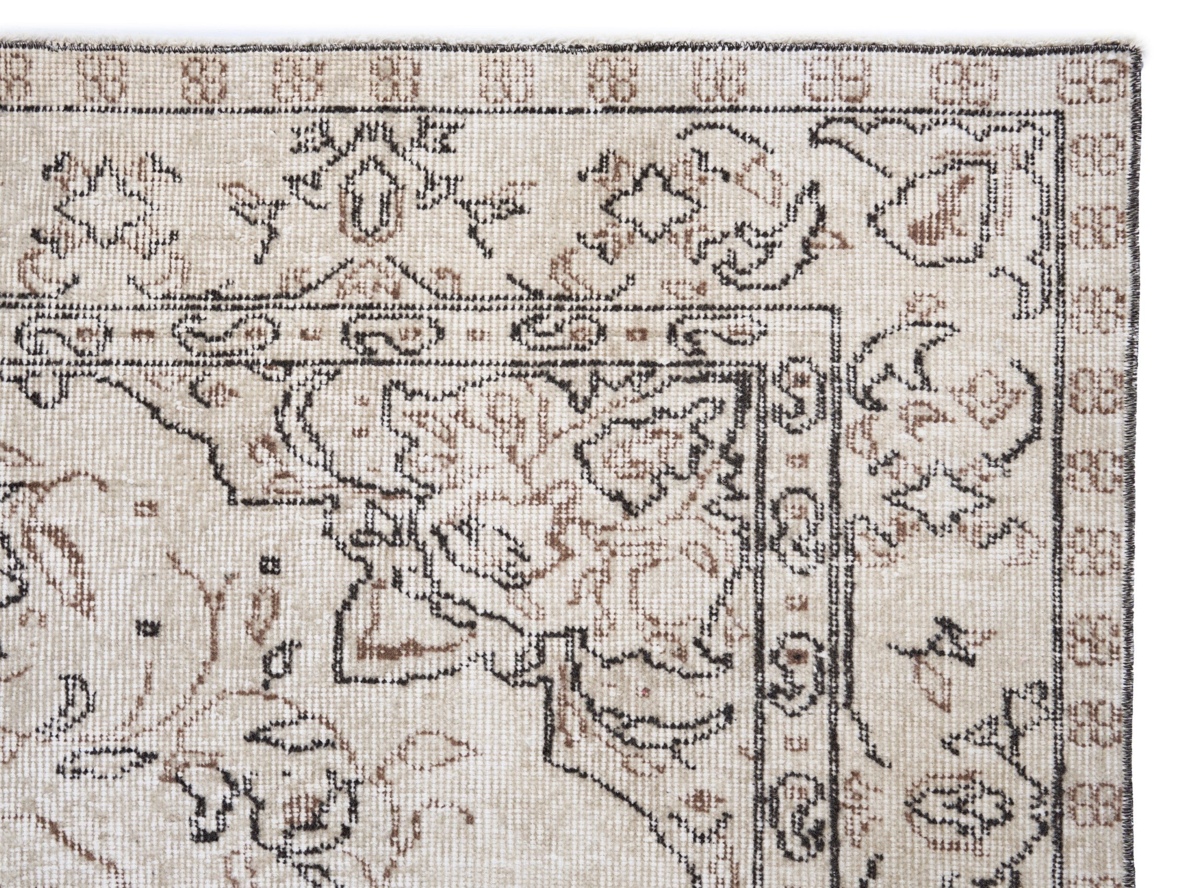 Turkish Isparta area rug in cream and greige, view 8 of 10