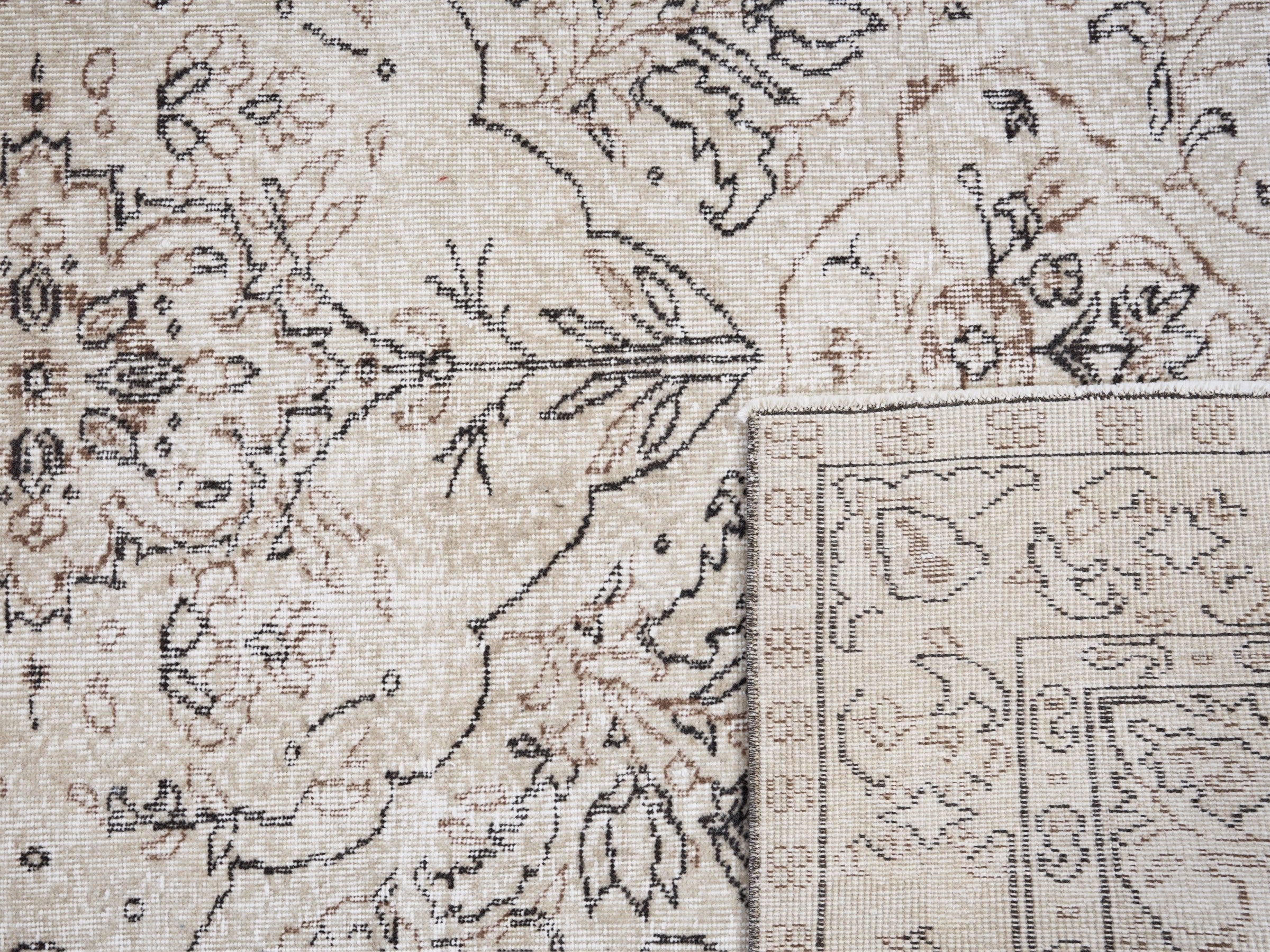 Turkish Isparta area rug in cream and greige, view 10 of 10