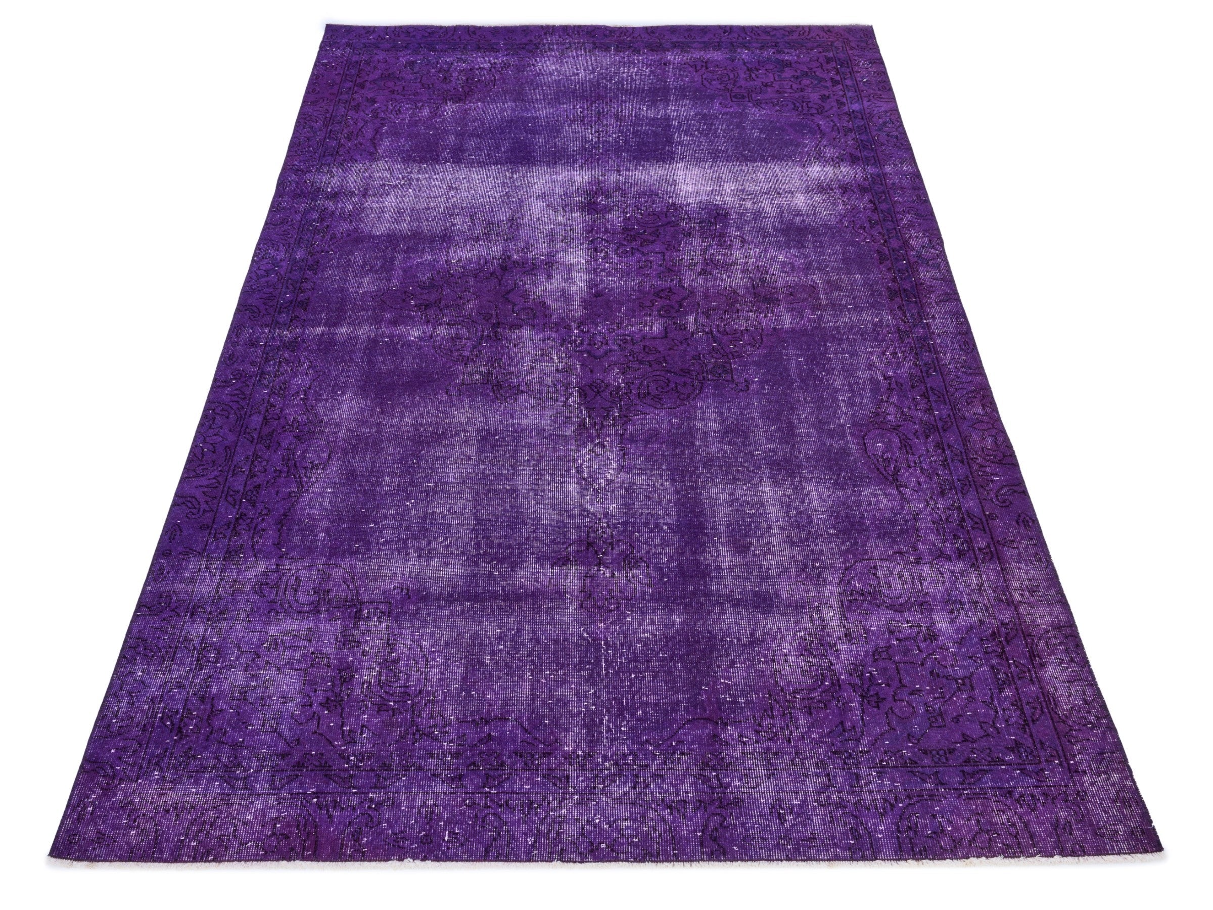 Turkish Isparta area rug in plum and aubergine, view 2 of 10