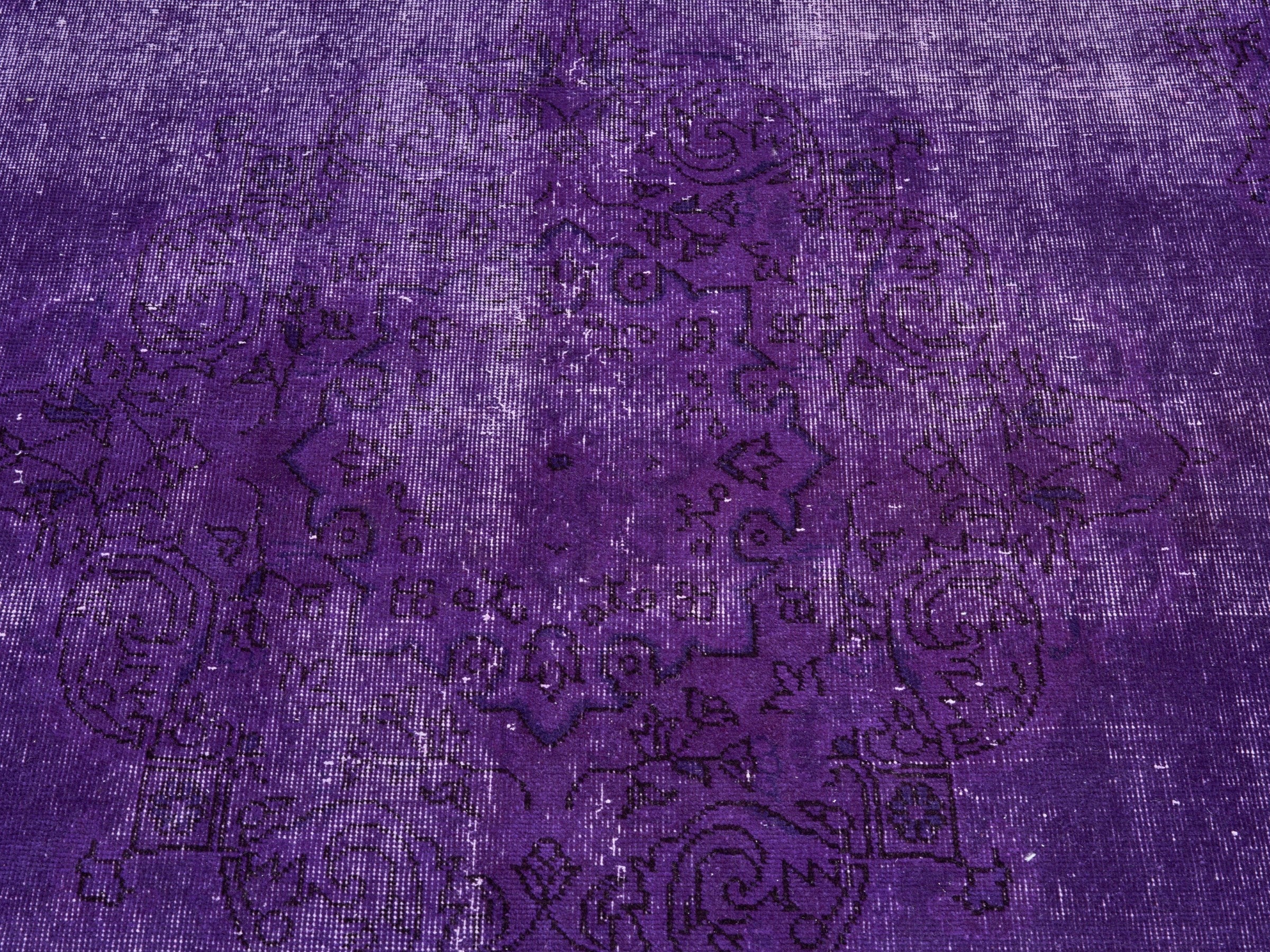 Turkish Isparta area rug in plum and aubergine, view 4 of 10