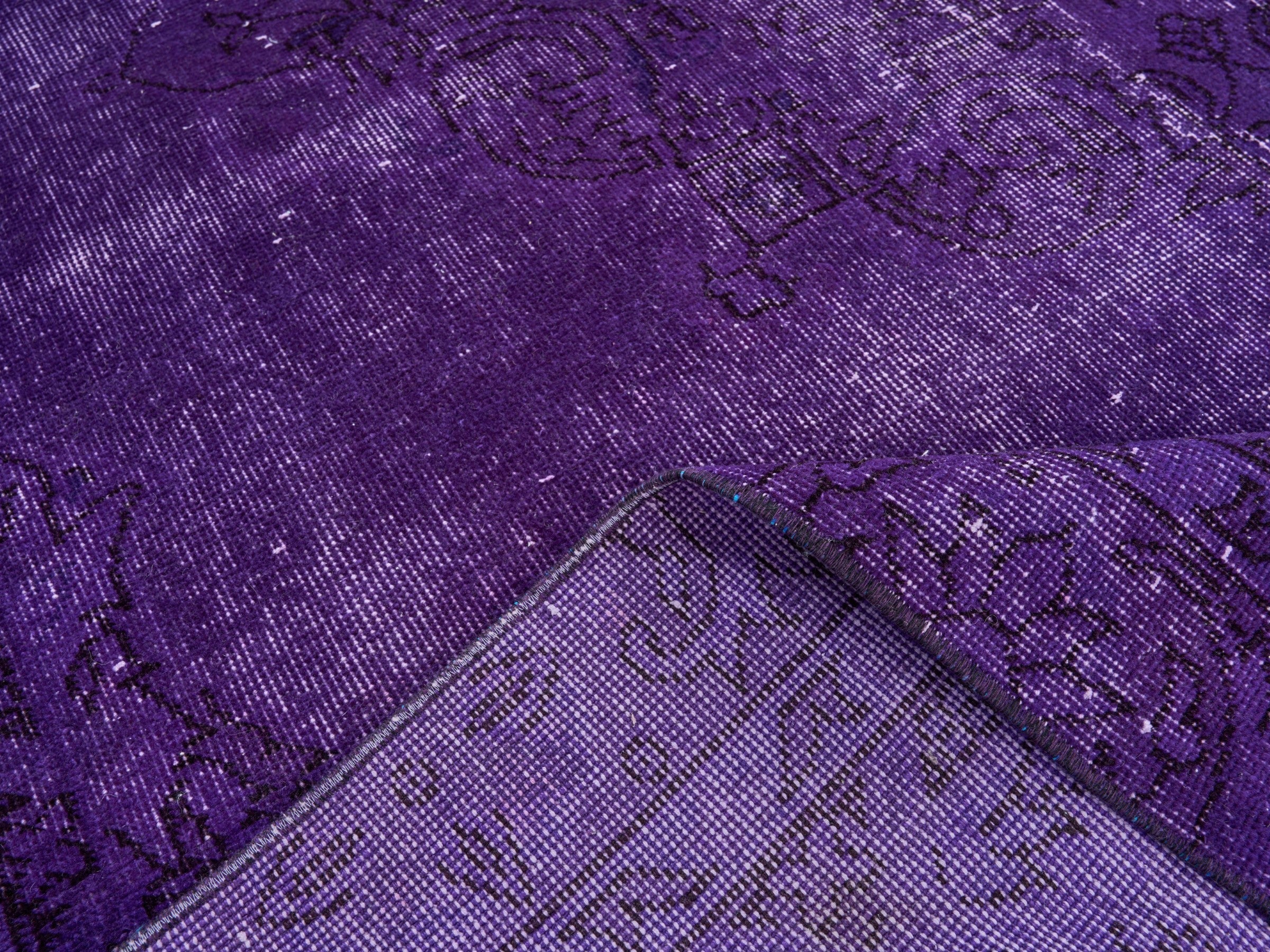 Turkish Isparta area rug in plum and aubergine, view 9 of 10