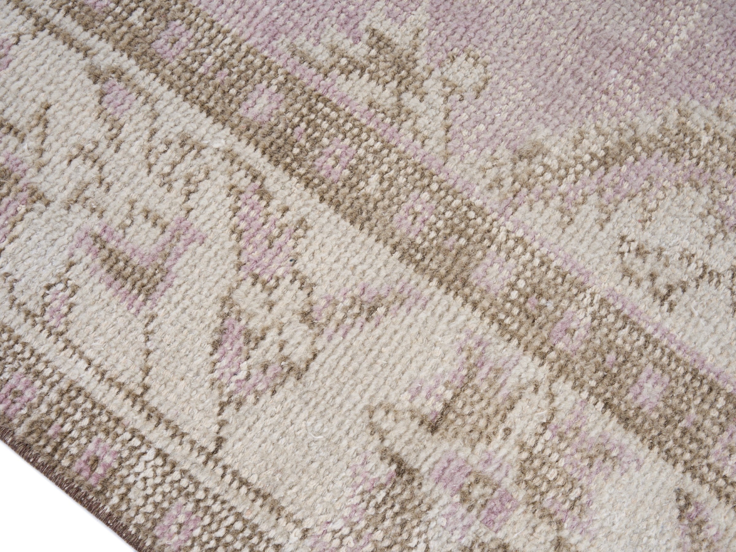 Turkish Manisa area rug in muted pink and cream, view 6 of 10