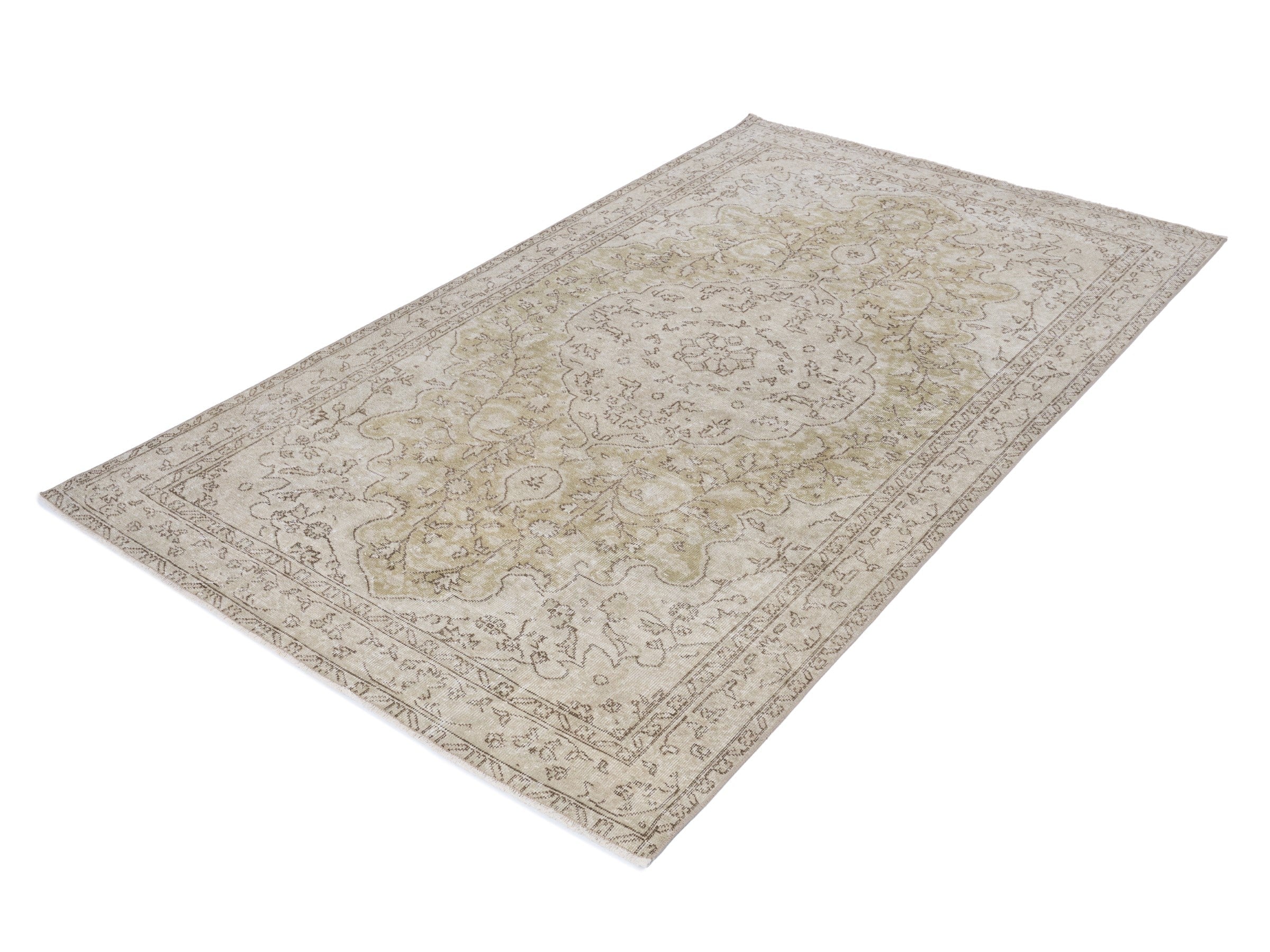 Turkish Isparta area rug in cream and tan, view 3 of 10